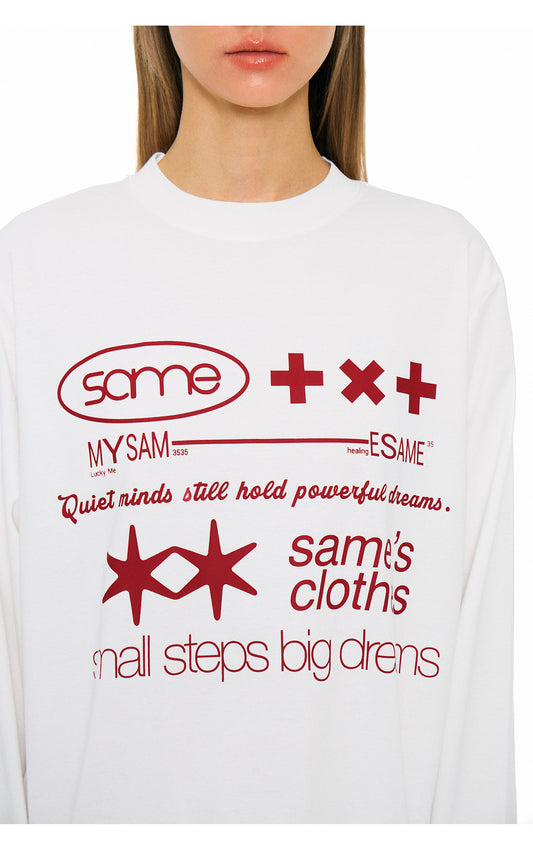 Letter Print Long Sleeve Shirt - White