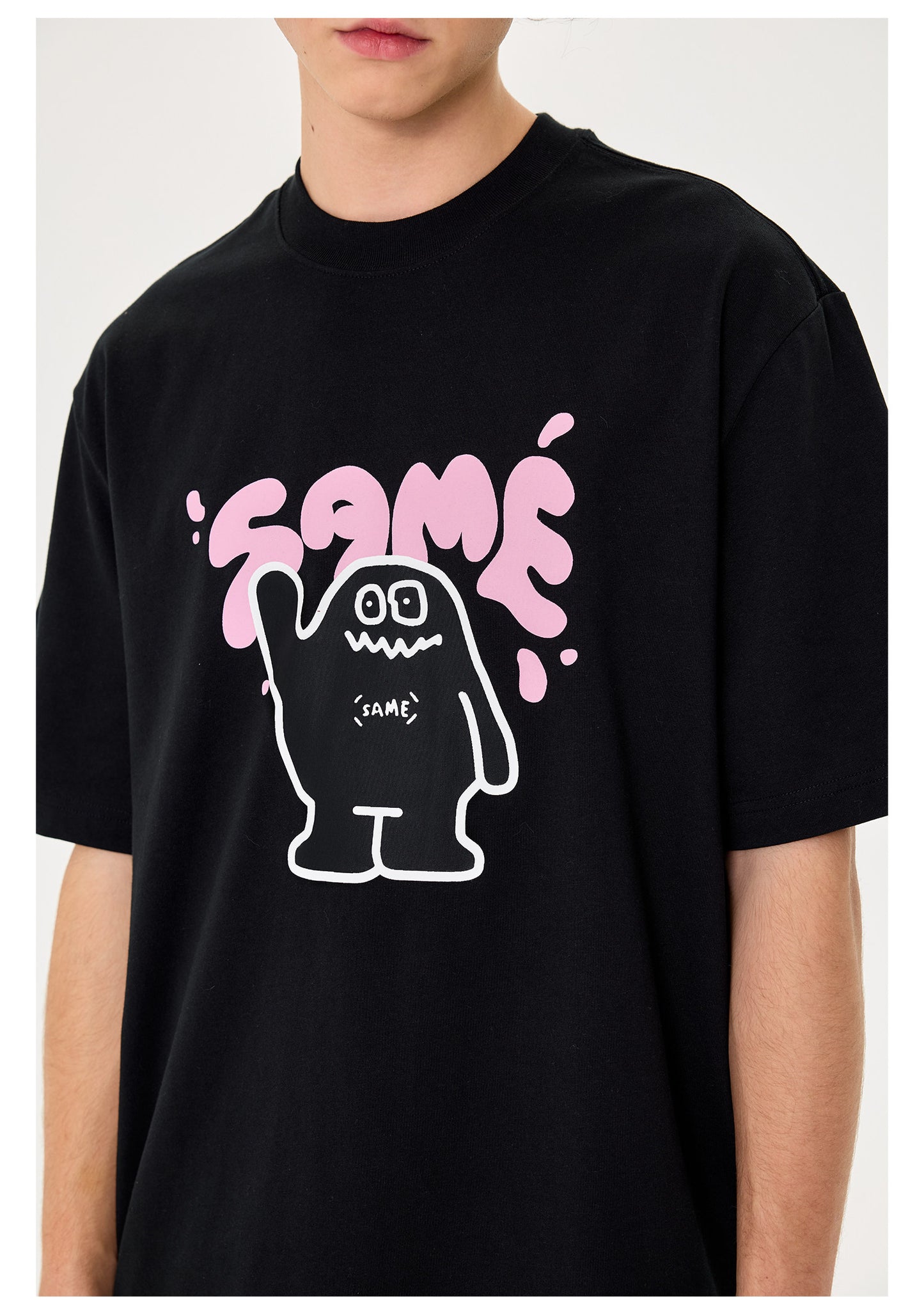 SAMESAME Little Monster Print Graphic Tee - Black