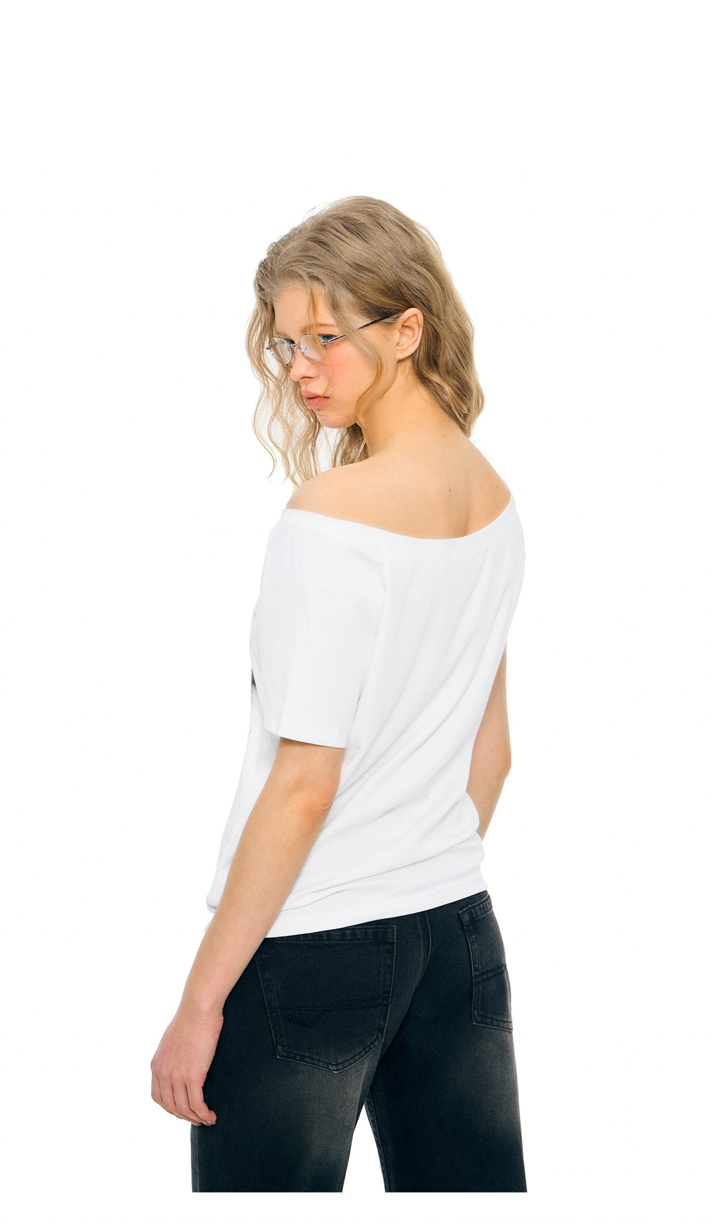 Cat Paw Heart-shaped Letter Print Tee Women - White