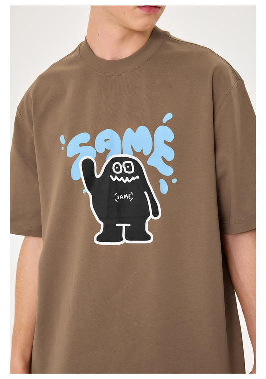SAMESAME Little Monster Print Graphic Tee - Brown