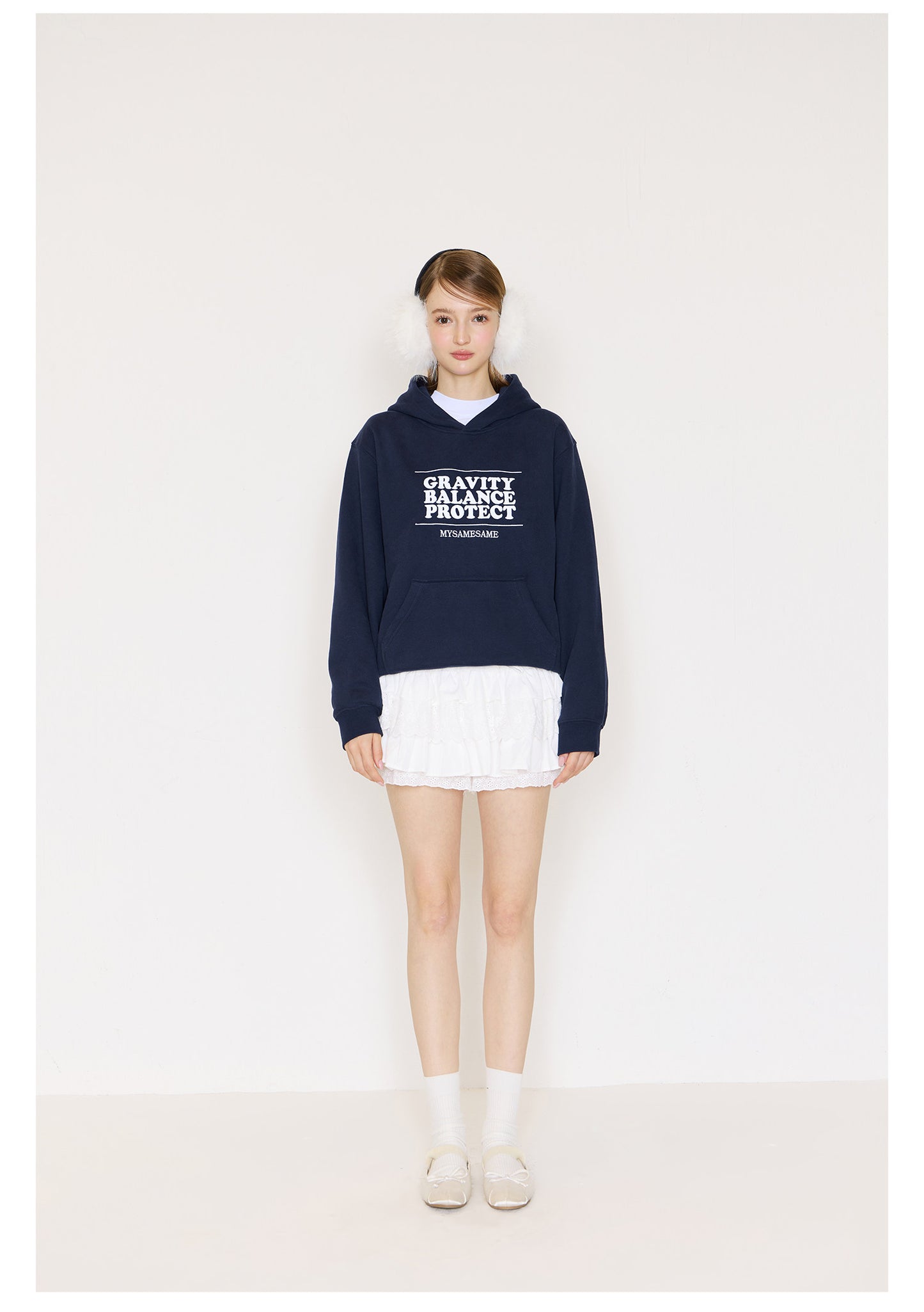 Embroidered Letters Hoodies - Navy