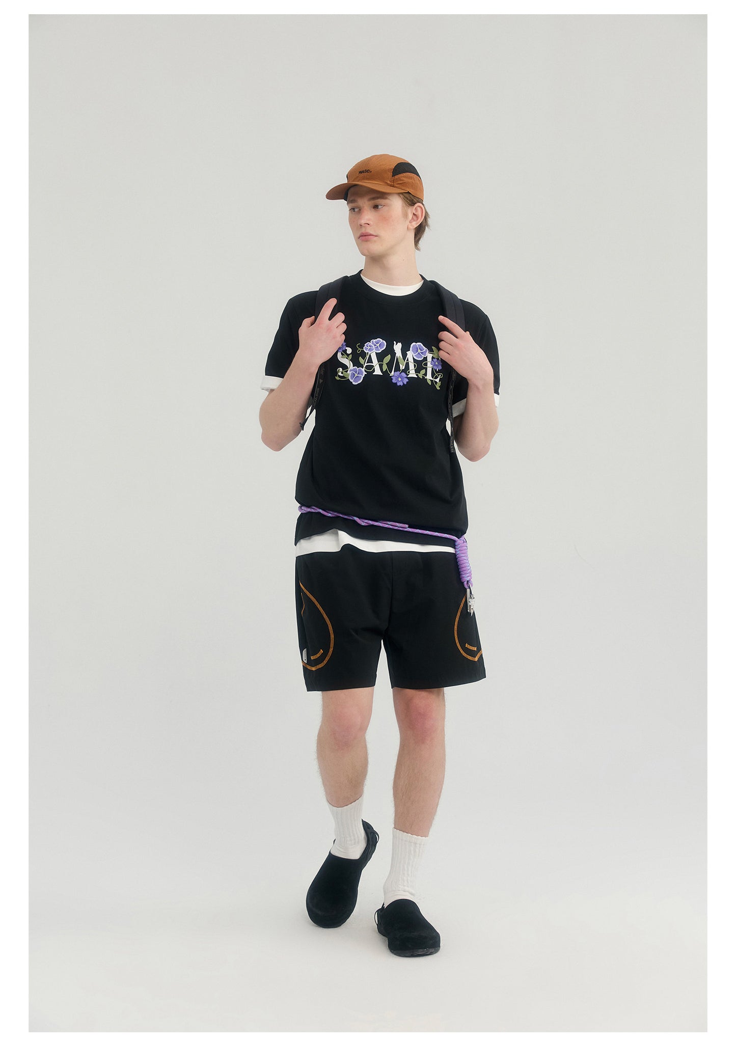 SAMESAME Flower Embroidery Tee - Black