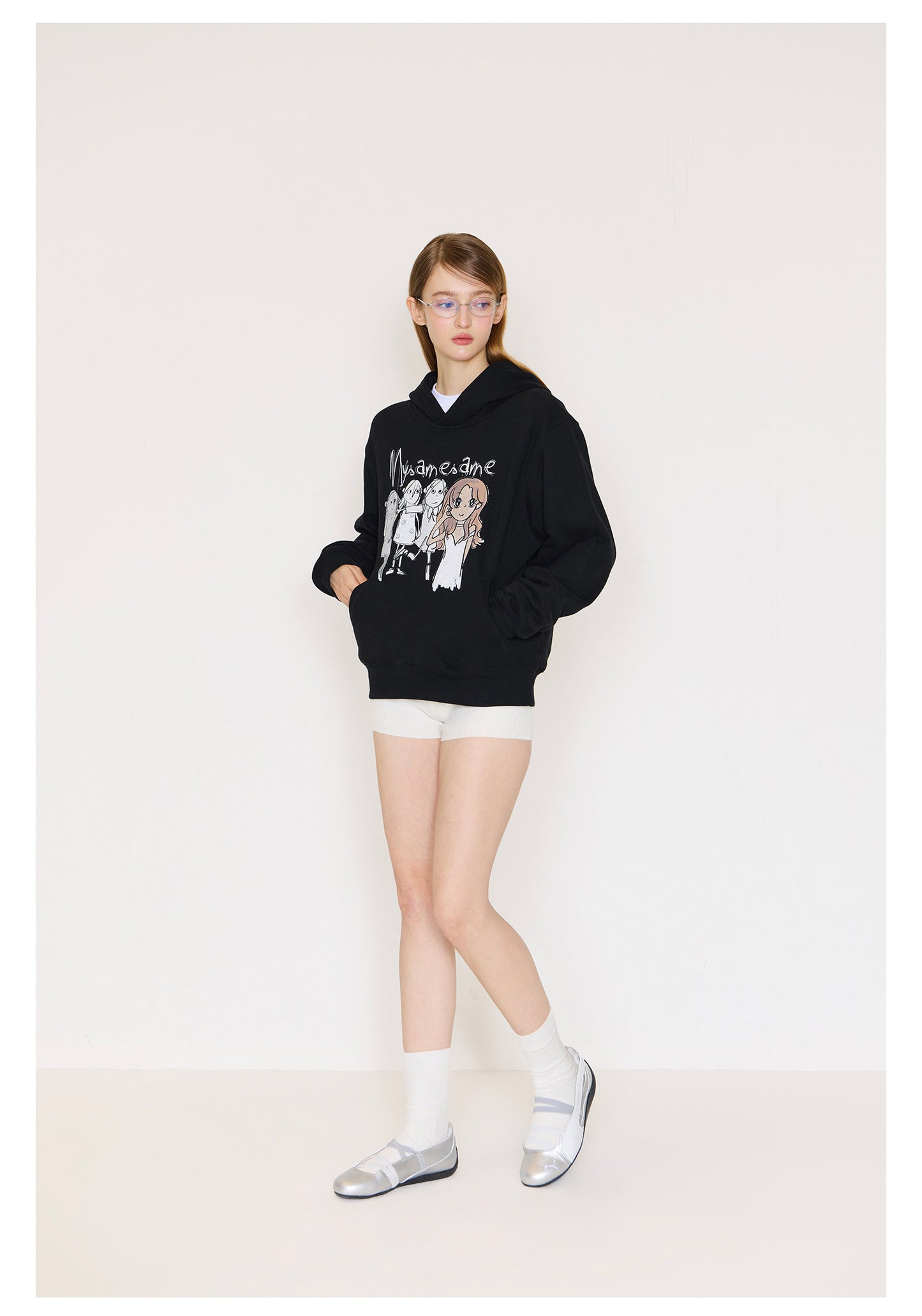 Graffiti Print Hoodies Women - Black