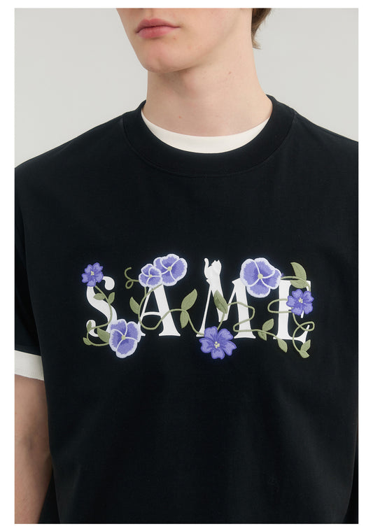 SAMESAME Flower Embroidery Tee - Black