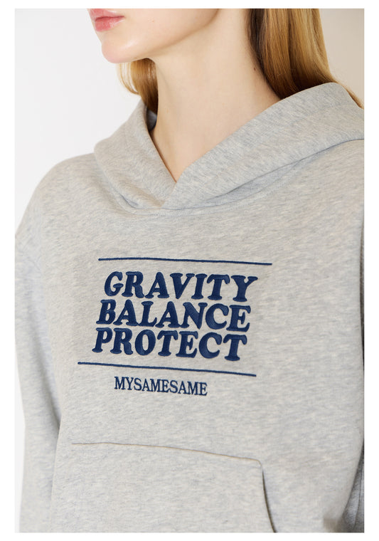 Embroidered Letters Hoodies - Light Gray