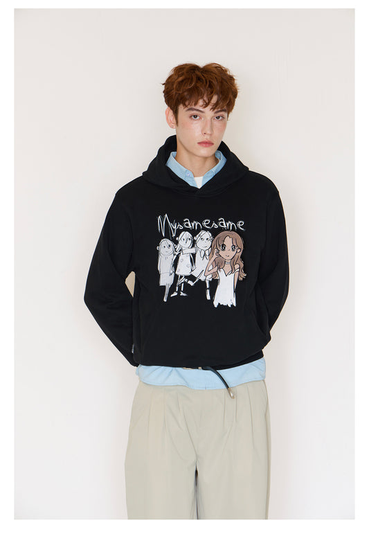 Graffiti Print Hoodies Men - Black