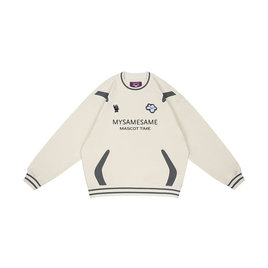 Cotton Embroidered Logo Round Neck Hoodies - Apricot