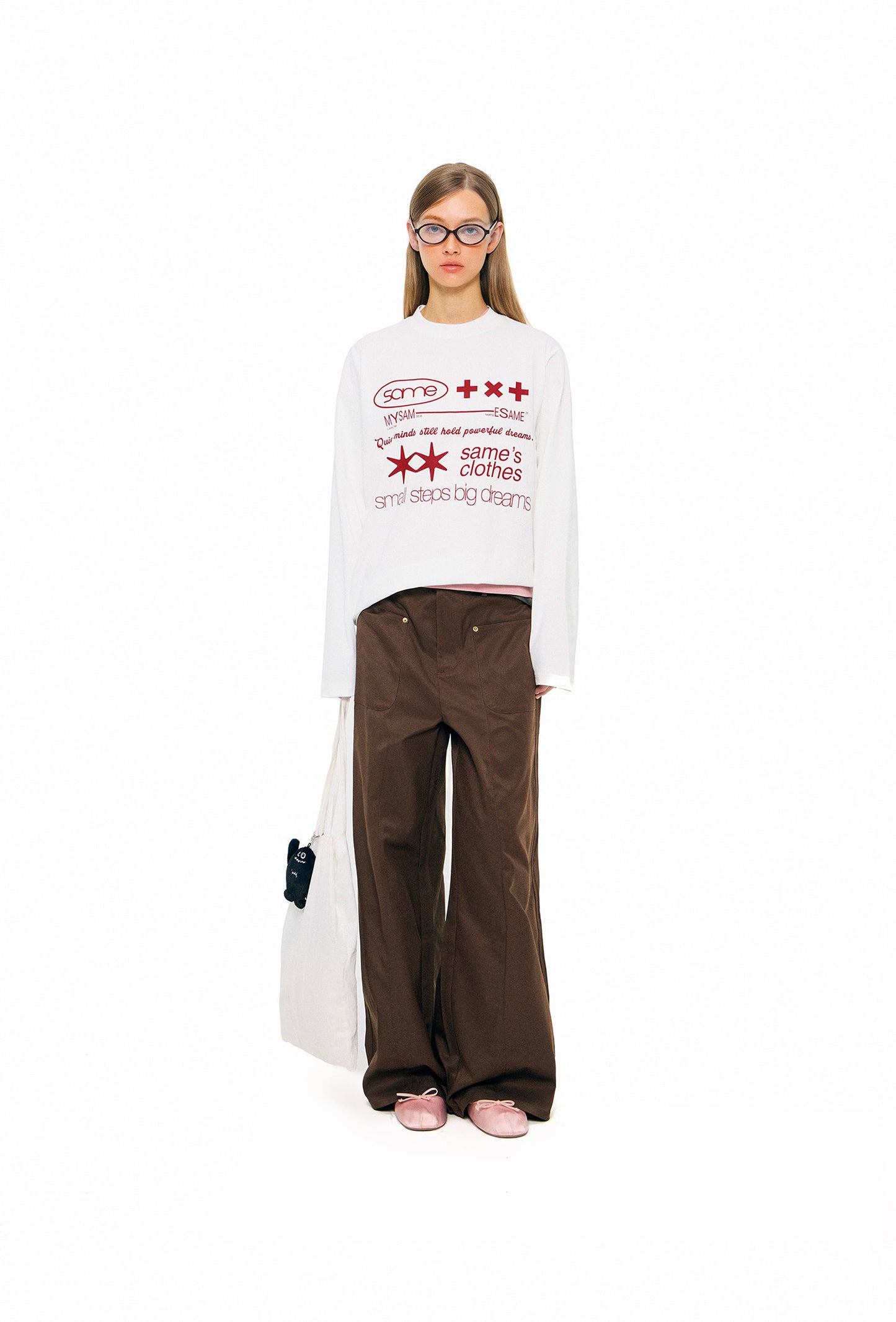 Letter Print Long Sleeve Shirt - White