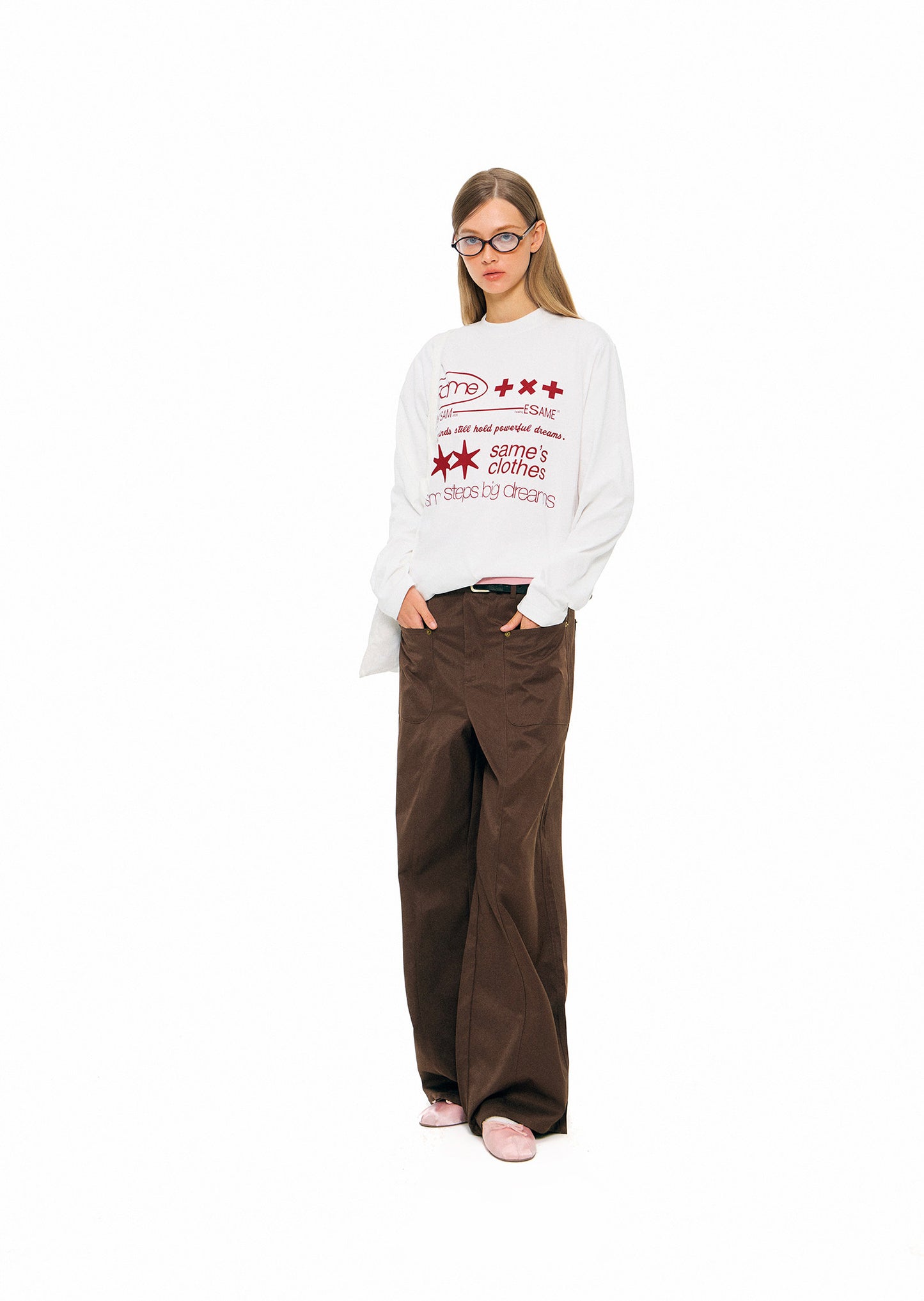 Letter Print Long Sleeve Shirt - White