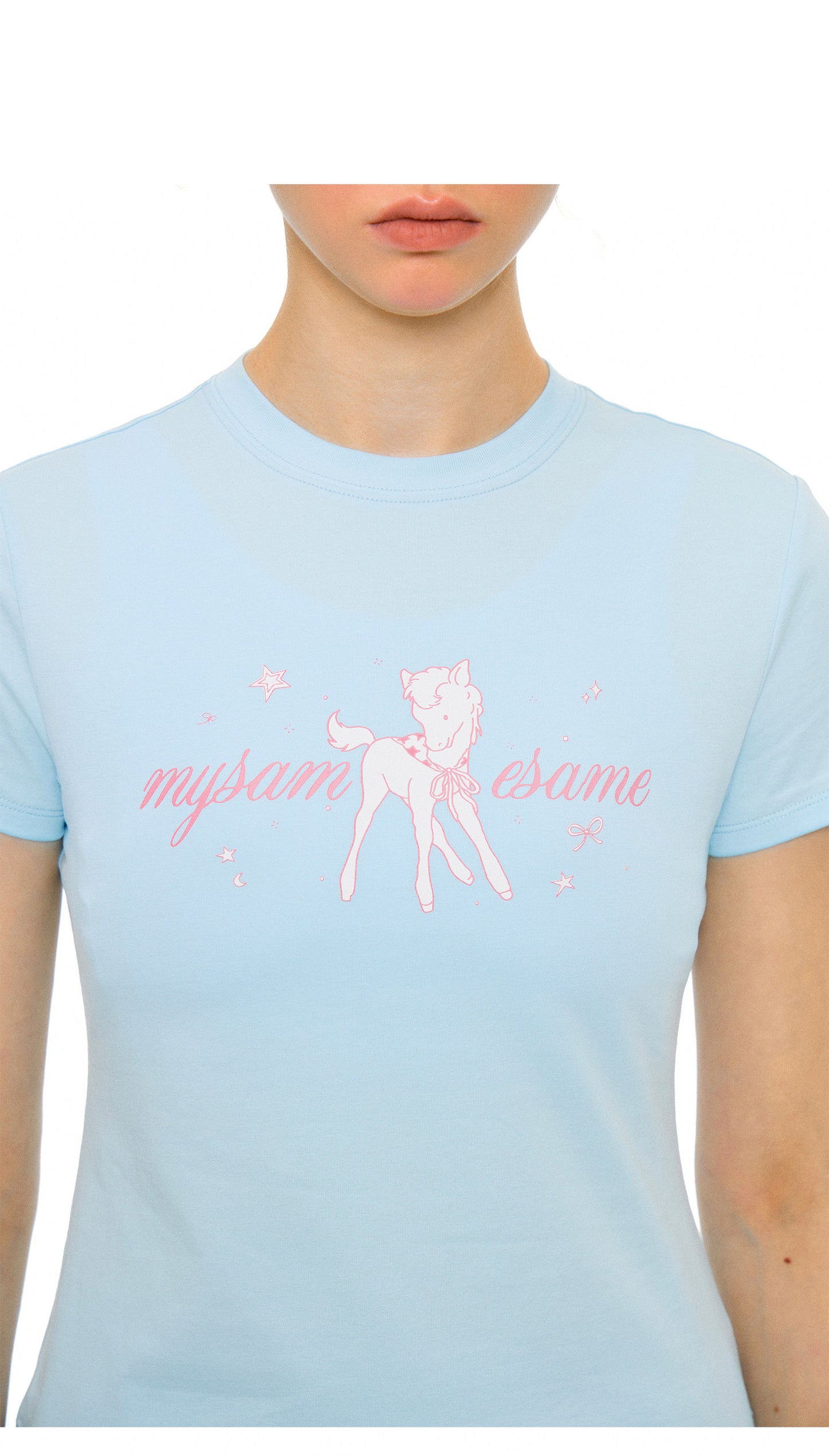 SAMESAME Cute Unicorn Letters Print Tee - Blue