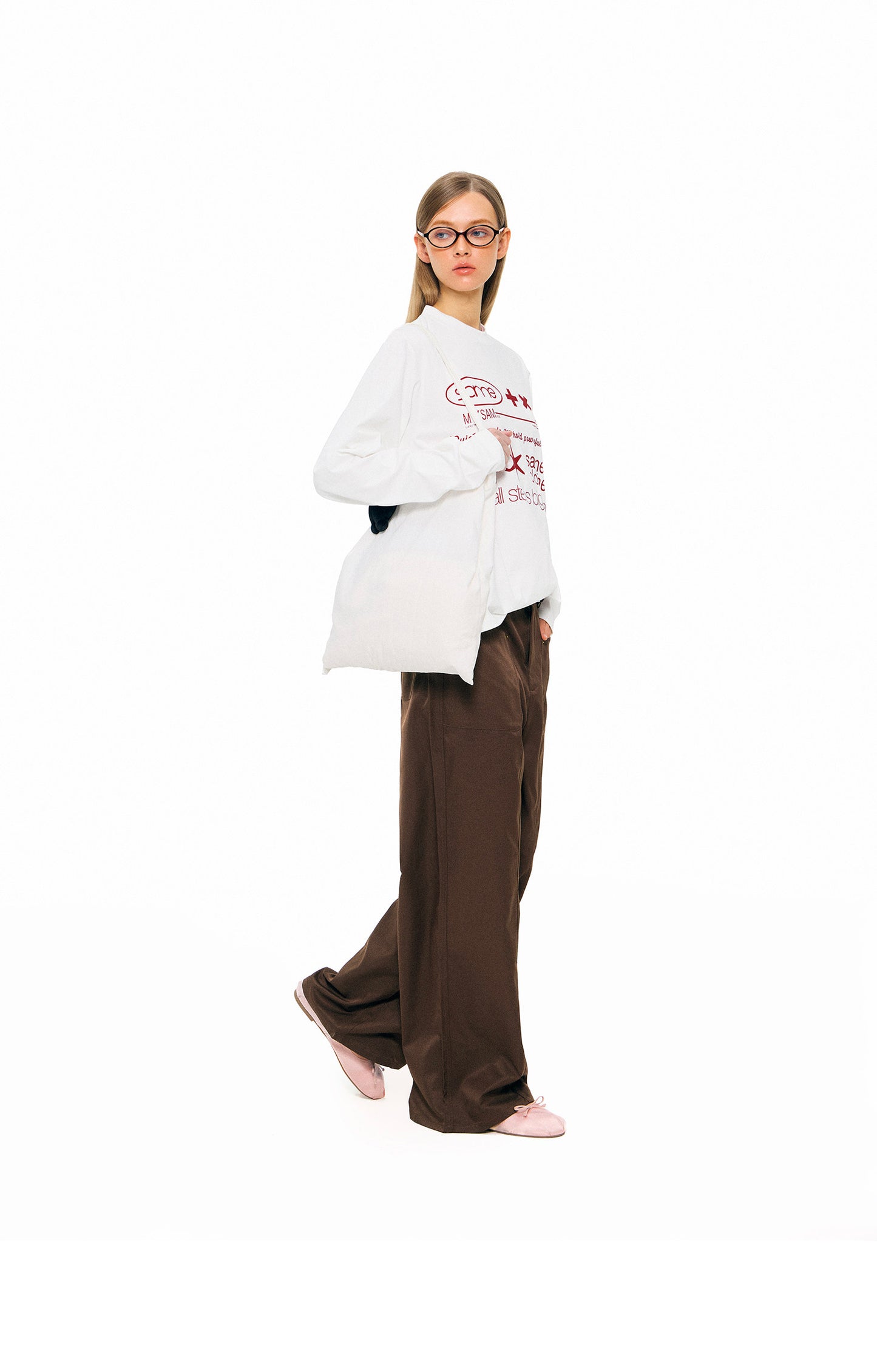 Letter Print Long Sleeve Shirt - White
