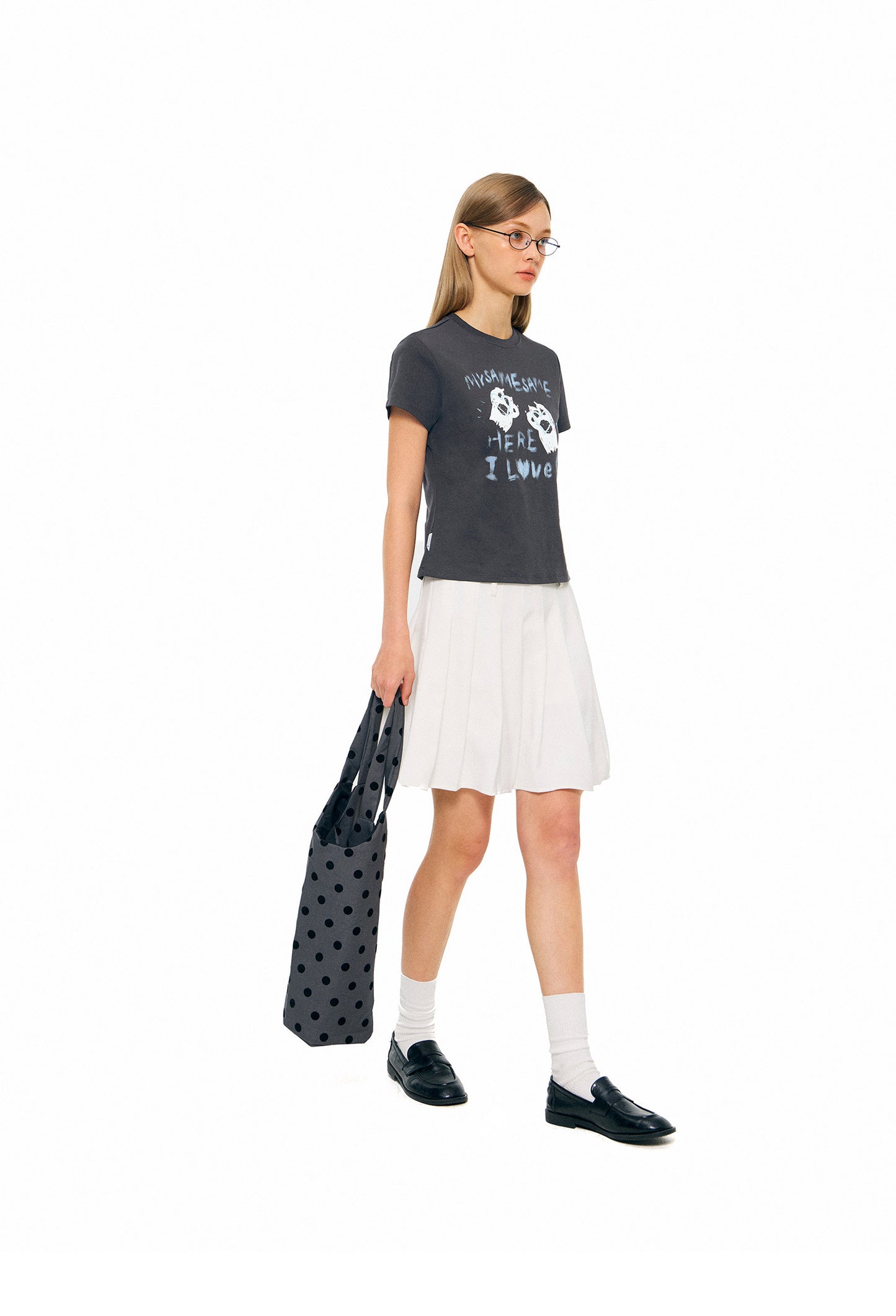 SAMESAME Graffiti Letter Print T-shirt - Dark Gray