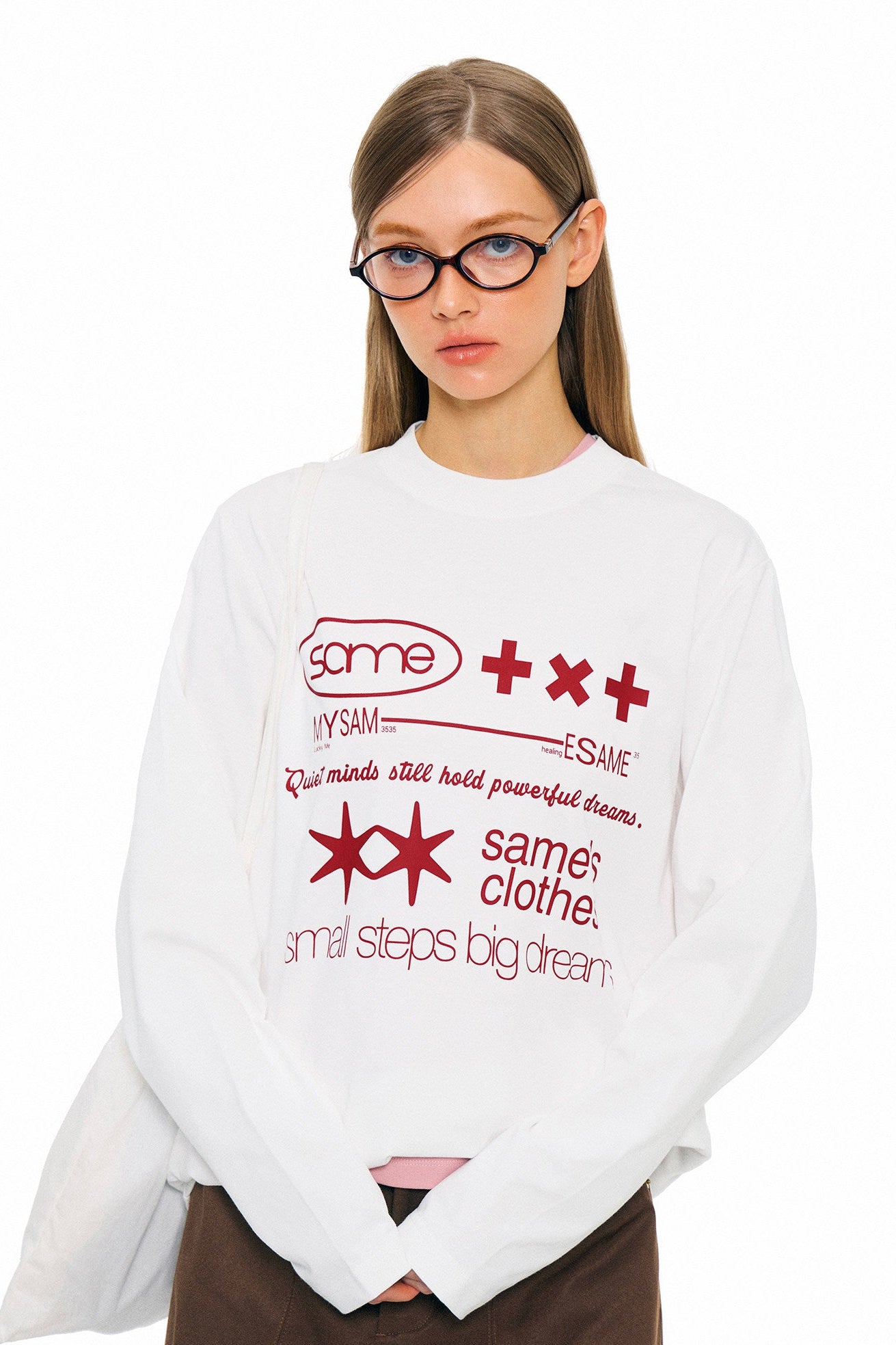 Letter Print Long Sleeve Shirt - White