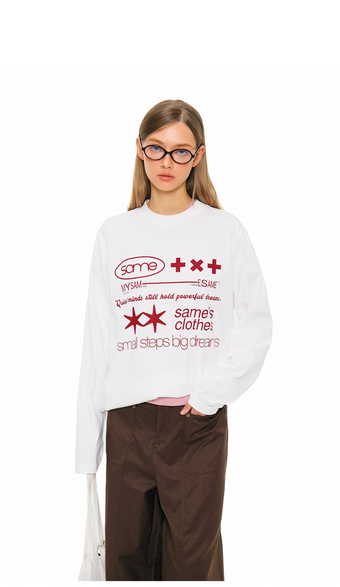 Letter Print Long Sleeve Shirt - White