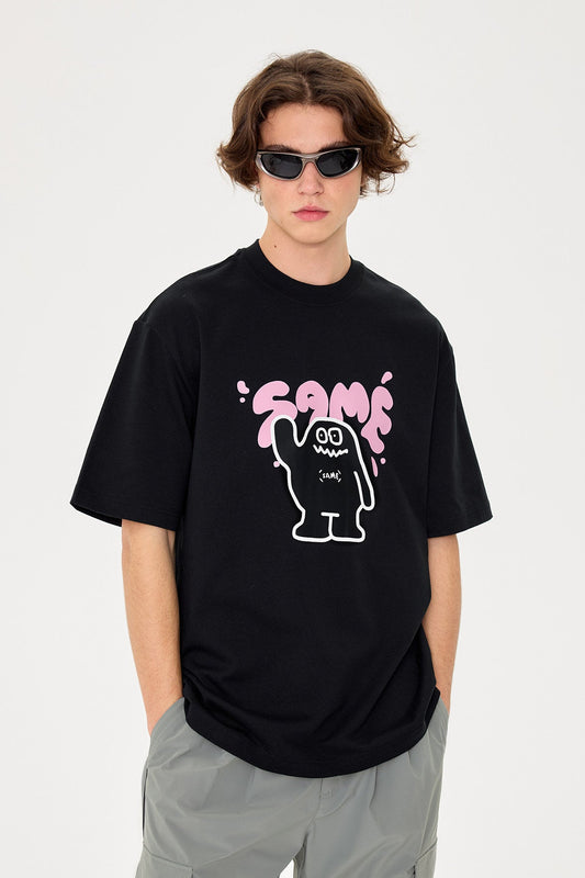SAMESAME Little Monster Print Graphic Tee - Black