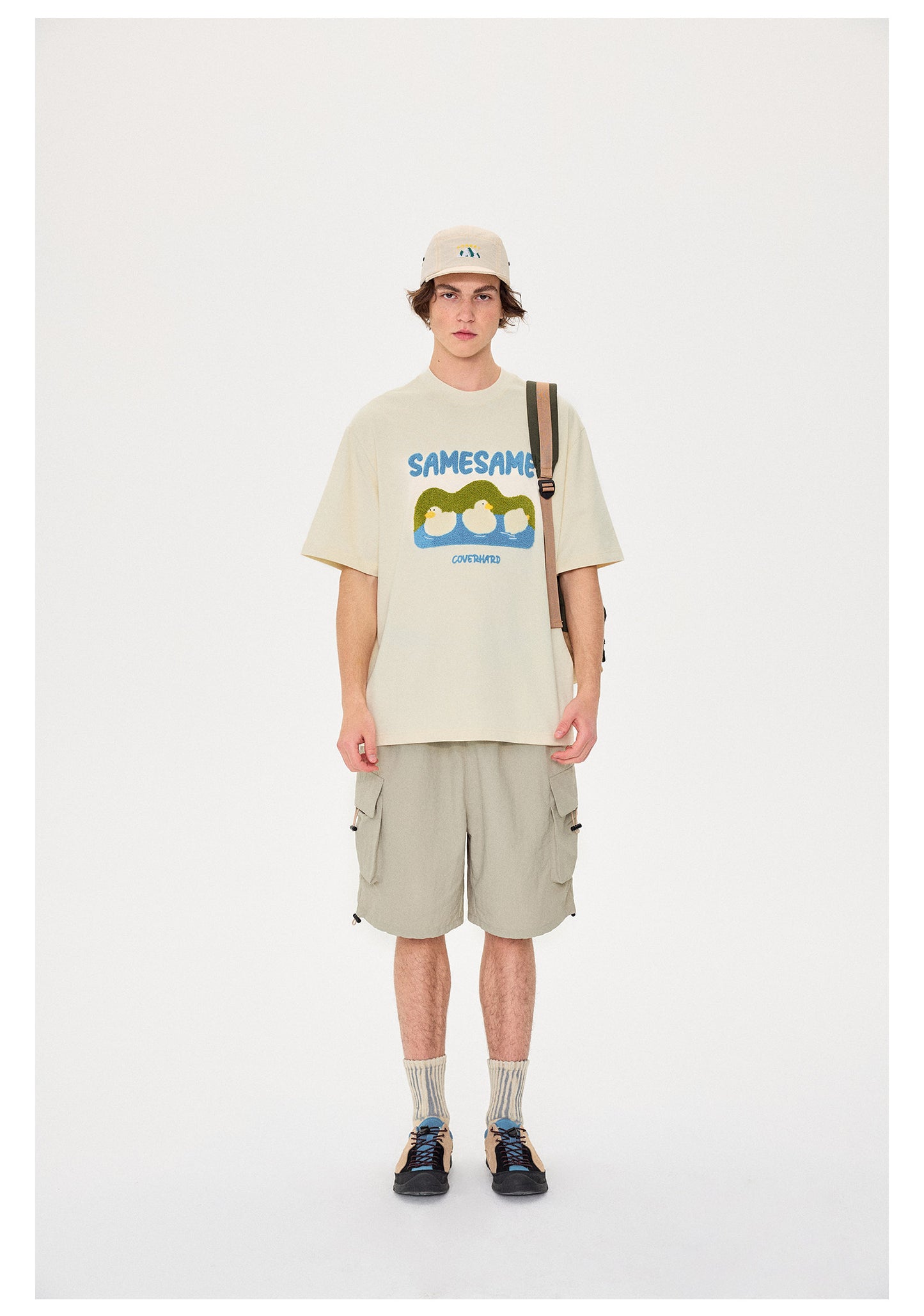 SAMESAME Logo Duck Embroidery T-shirt - Beige