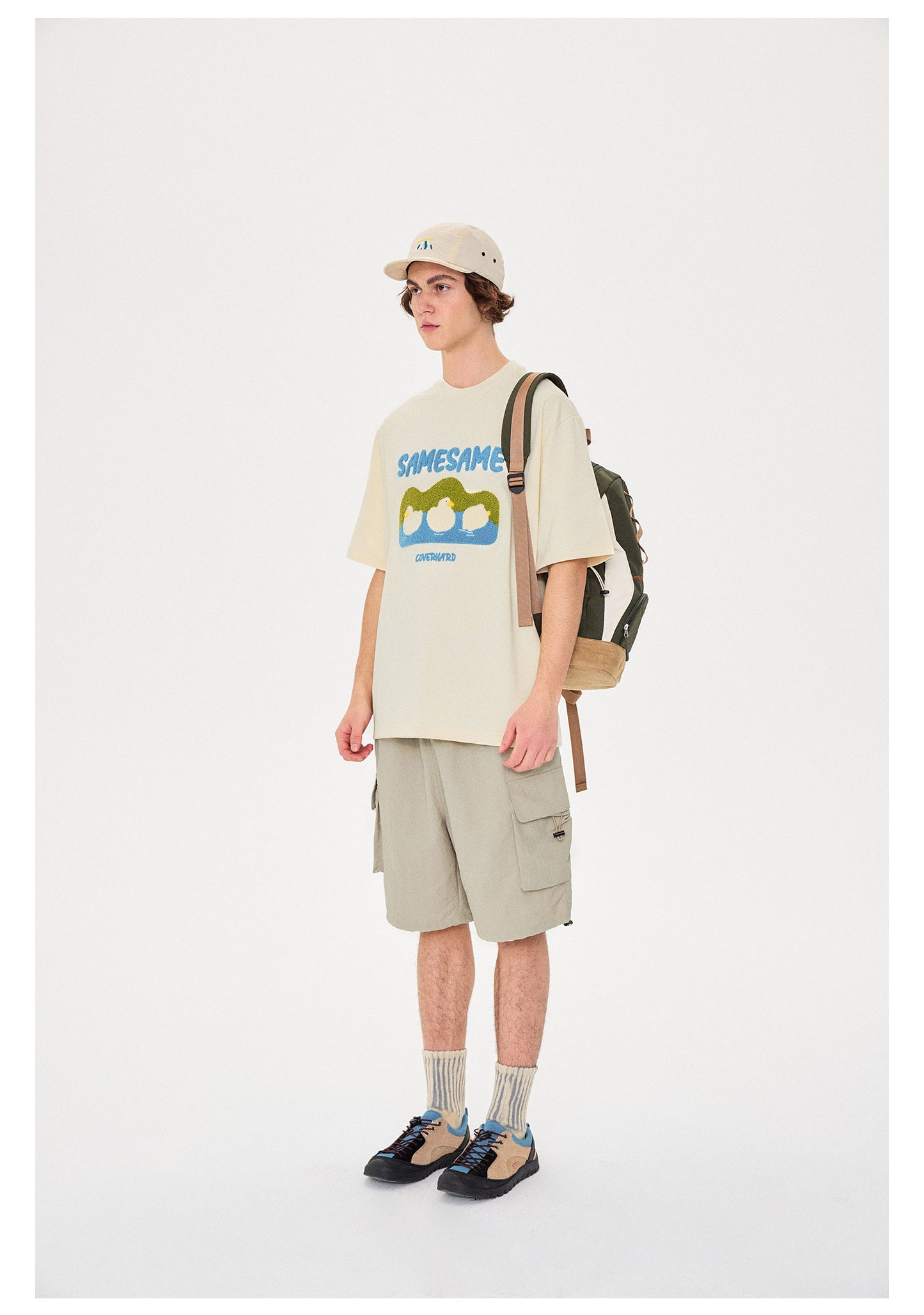 SAMESAME Logo Duck Embroidery T-shirt - Beige