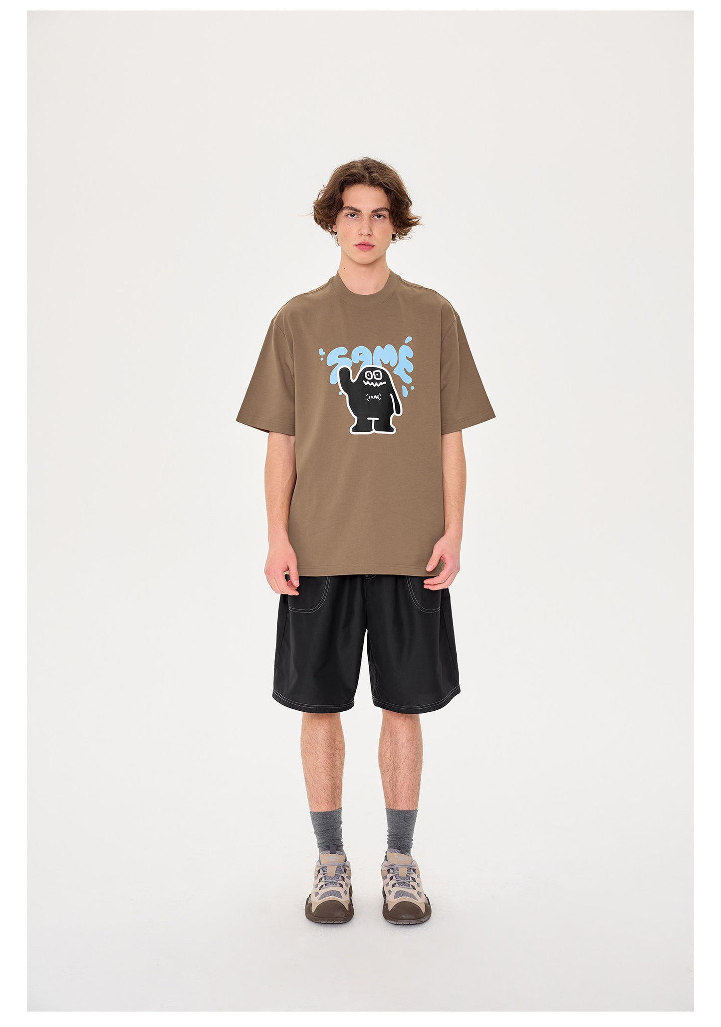 SAMESAME Little Monster Print Graphic Tee - Brown