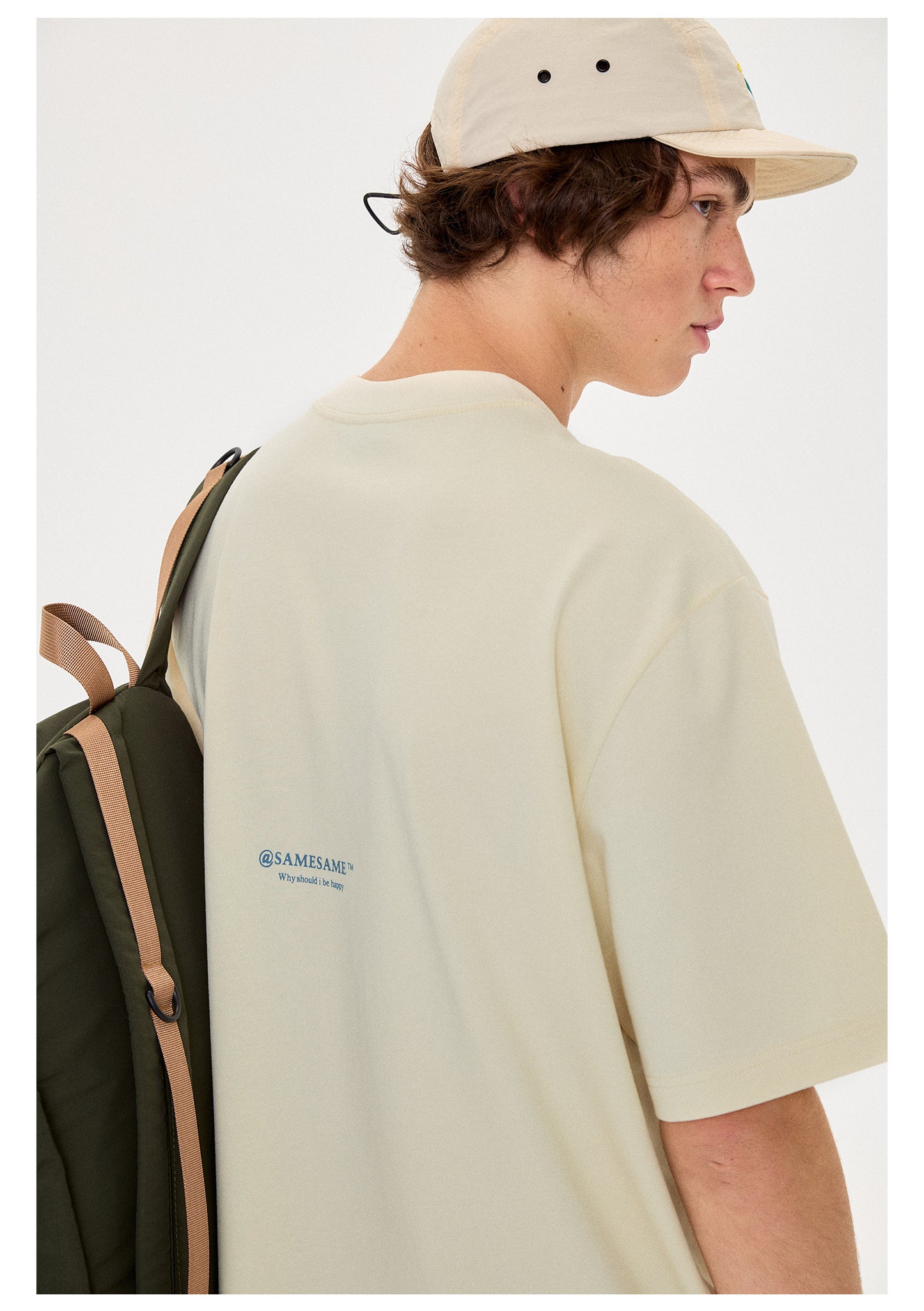 SAMESAME Logo Duck Embroidery T-shirt - Beige