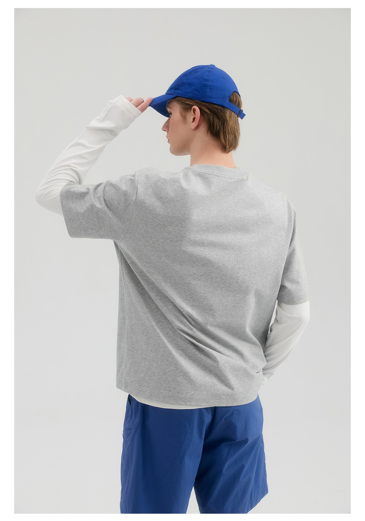 SAMESAME Logo Print Casual Graphic Tee - Gray