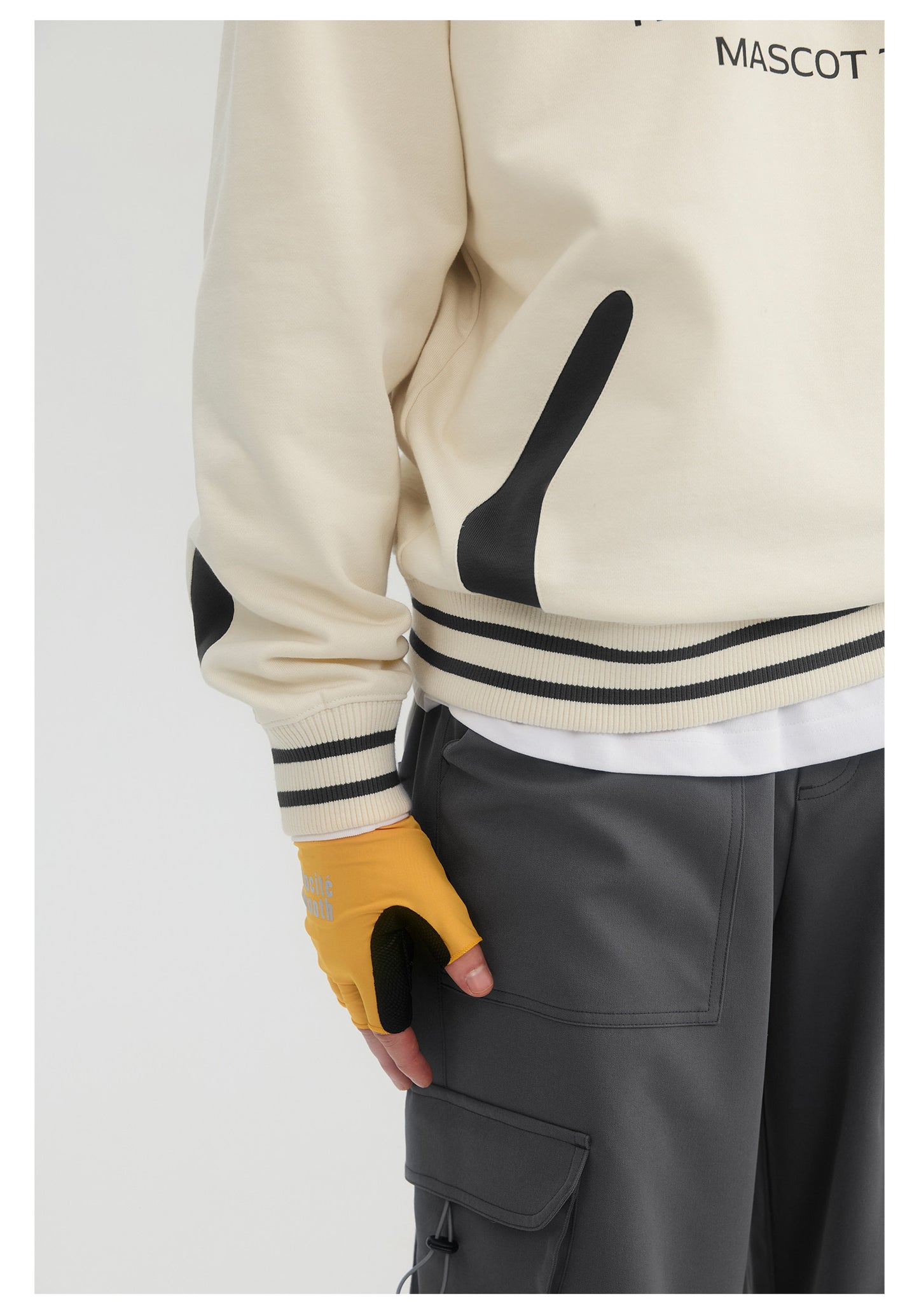 Cotton Embroidered Logo Round Neck Hoodies - Apricot