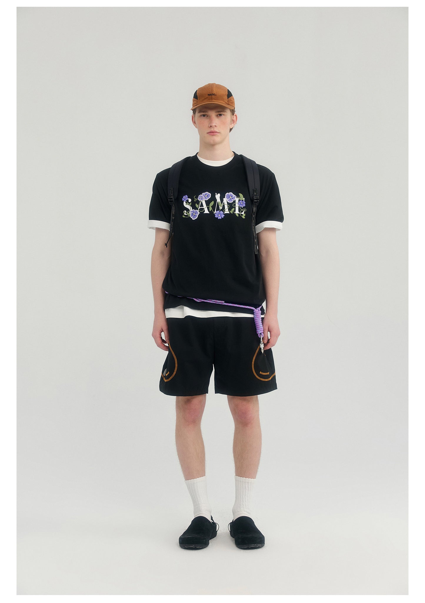 SAMESAME Flower Embroidery Tee - Black