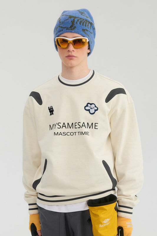 Cotton Embroidered Logo Round Neck Hoodies - Apricot