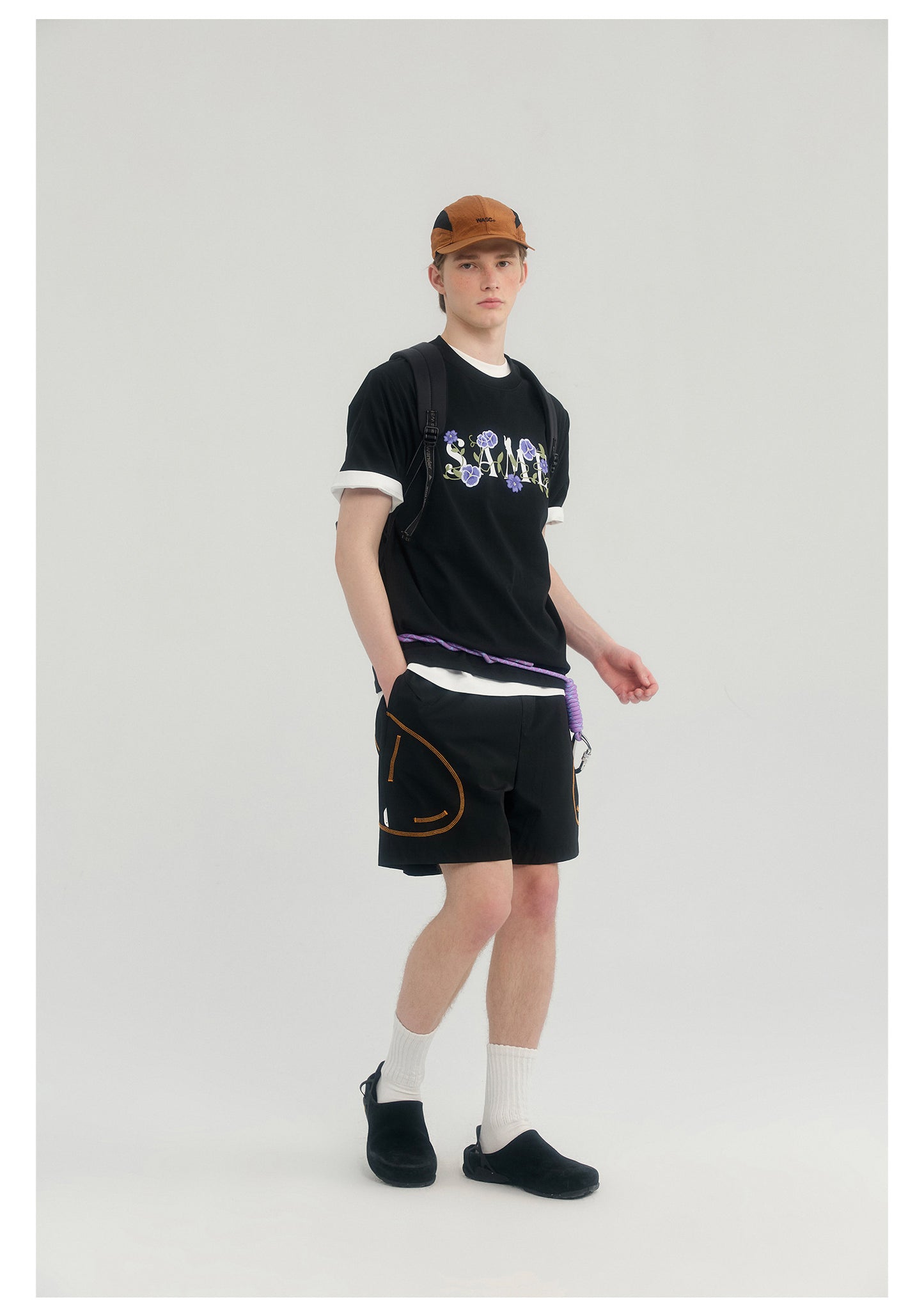 SAMESAME Flower Embroidery Tee - Black