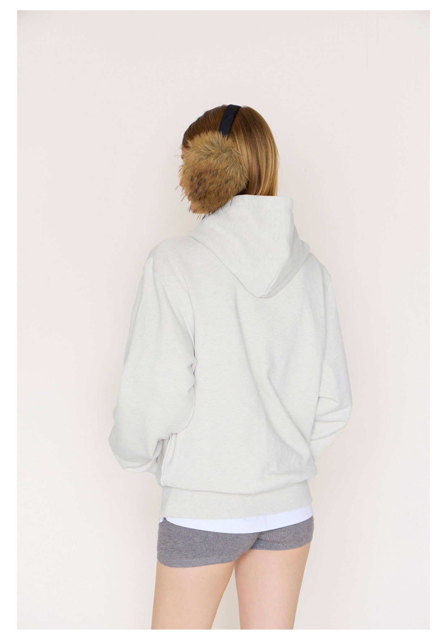Logo Letter Monster Pattern Print Hoodies - Light Gray
