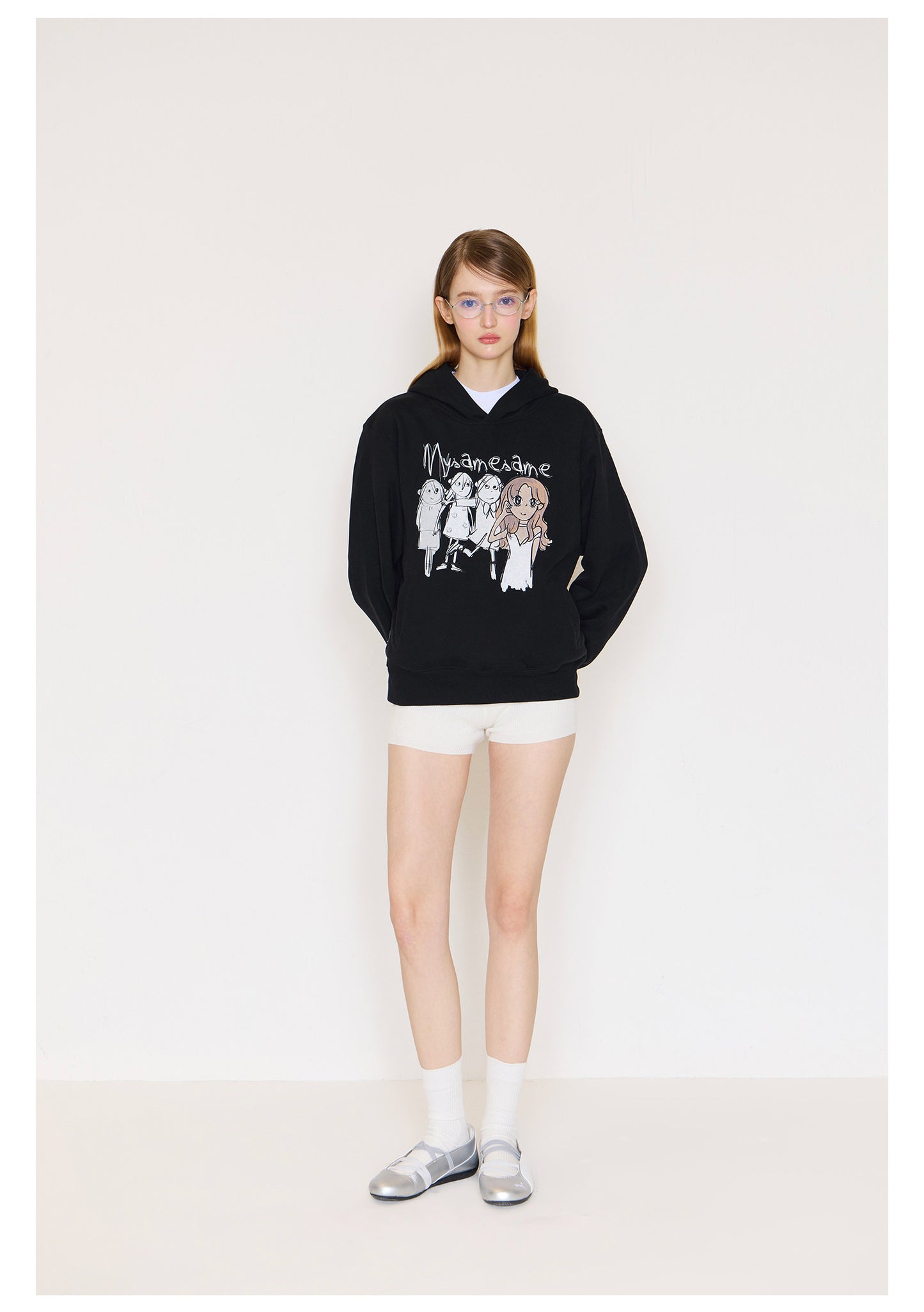 Graffiti Print Hoodies Women - Black