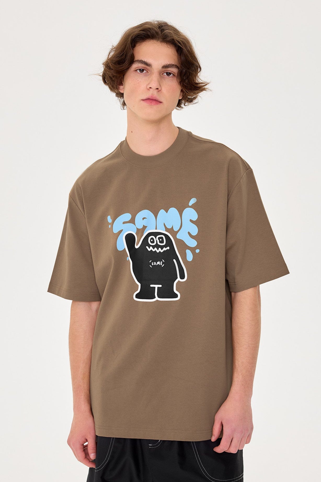 SAMESAME Little Monster Print Graphic Tee - Brown