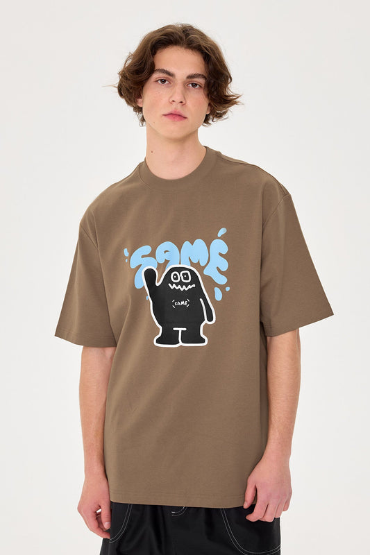 SAMESAME Little Monster Print Graphic Tee - Brown