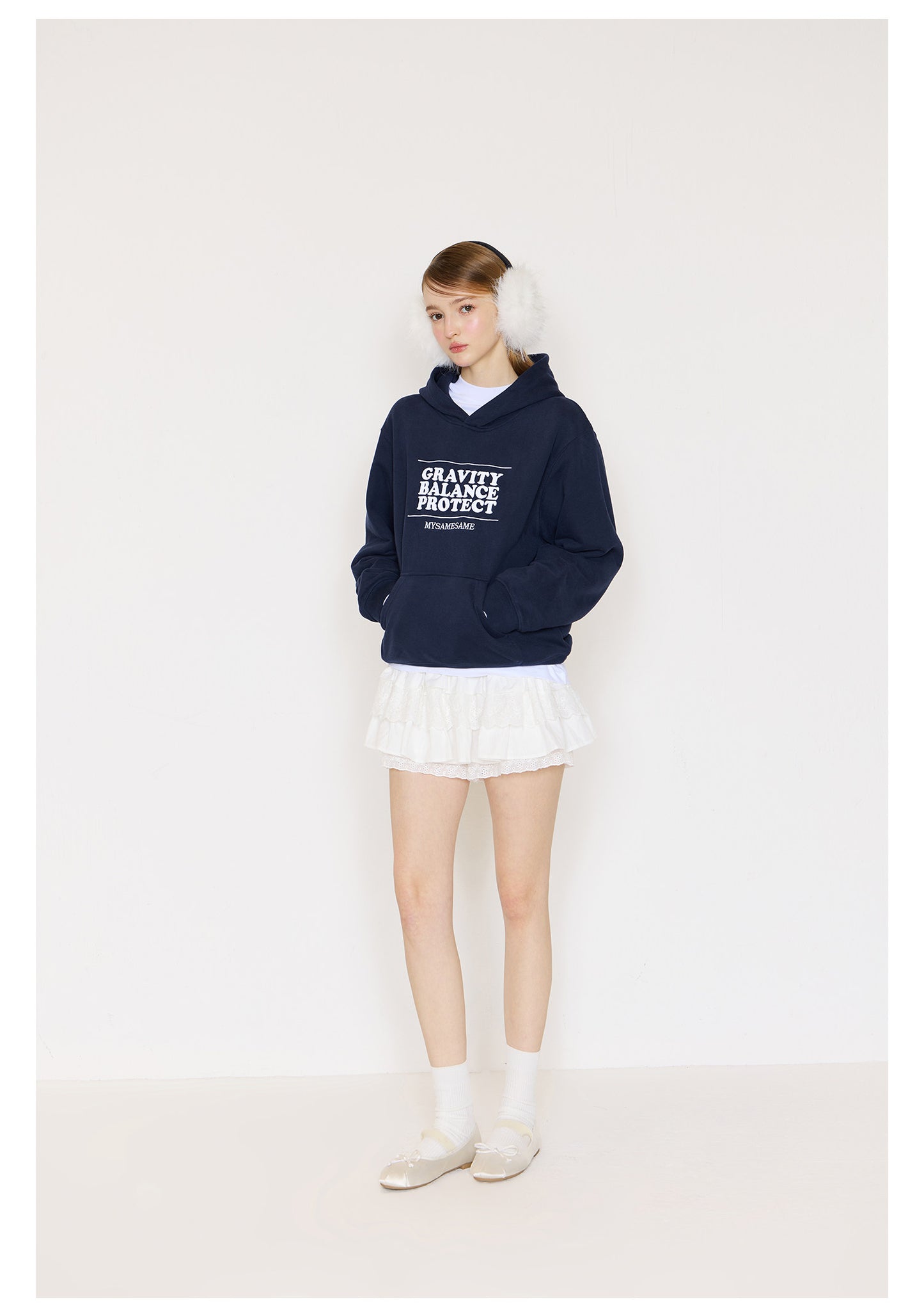 Embroidered Letters Hoodies - Navy