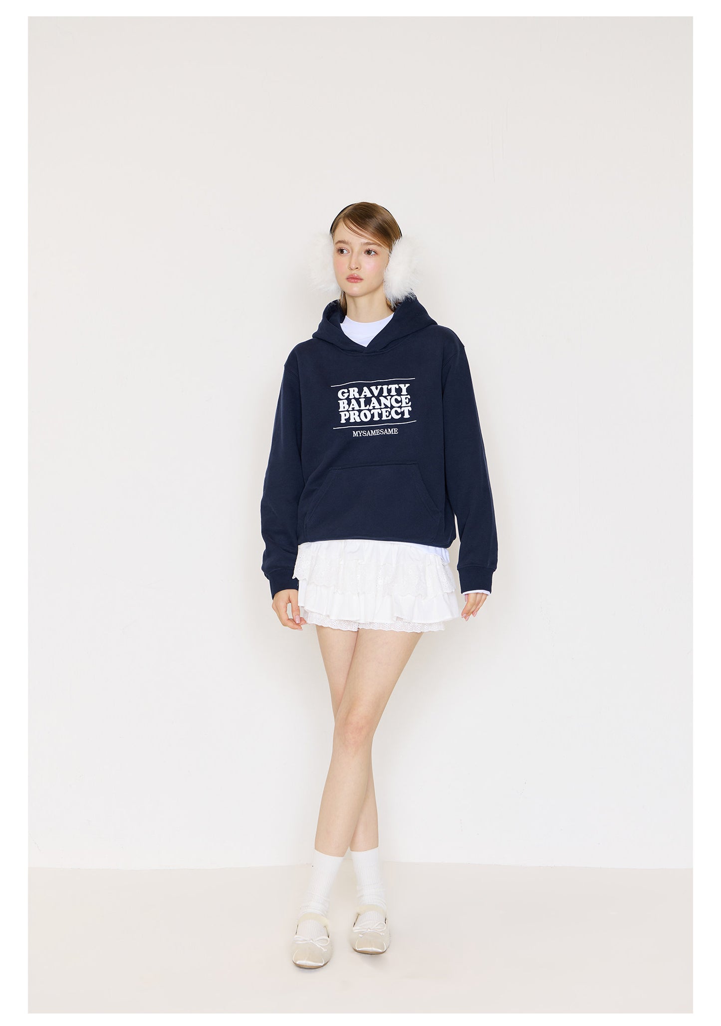 Embroidered Letters Hoodies - Navy