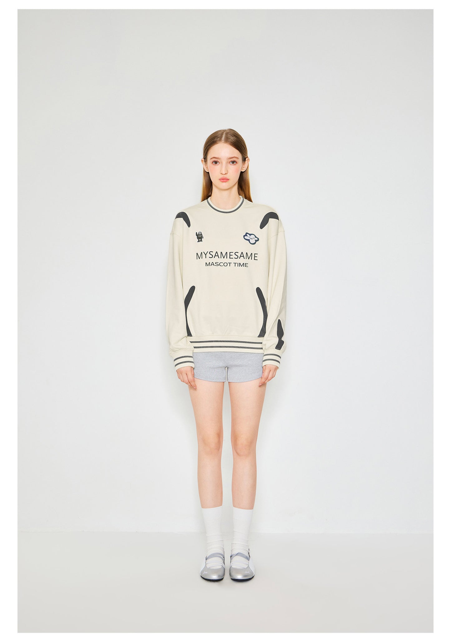 Cotton Embroidered Logo Round Neck Hoodies - Apricot