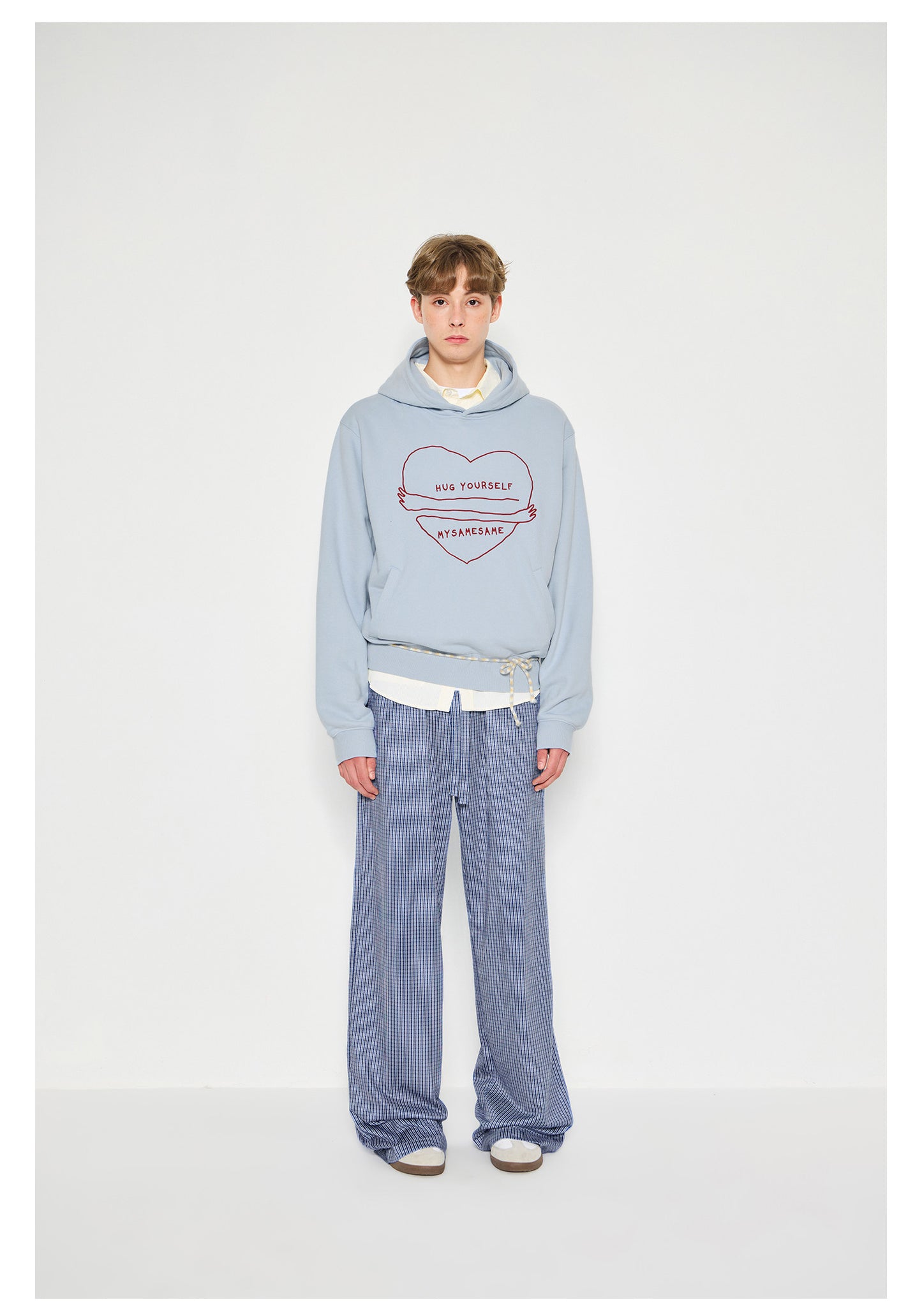 Love Embrace Print Hoodies - Blue