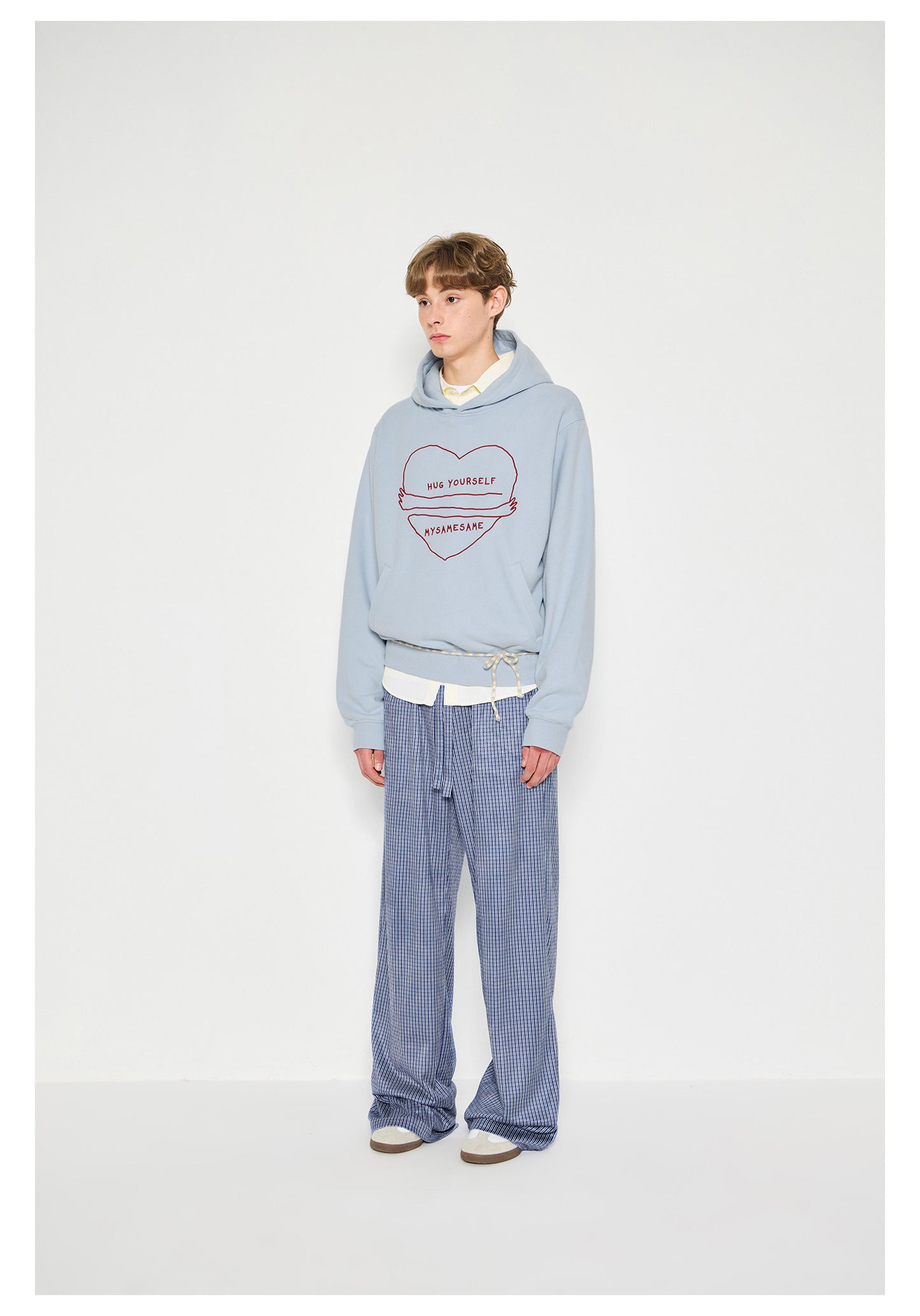 Love Embrace Print Hoodies - Blue