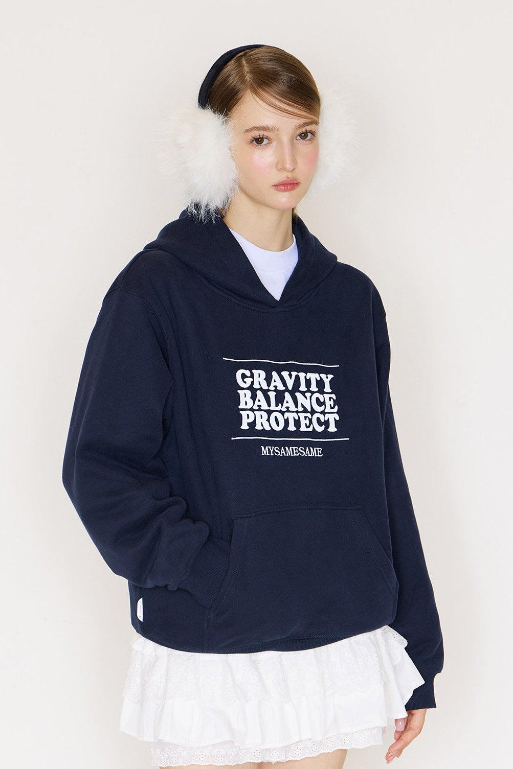Embroidered Letters Hoodies - Navy