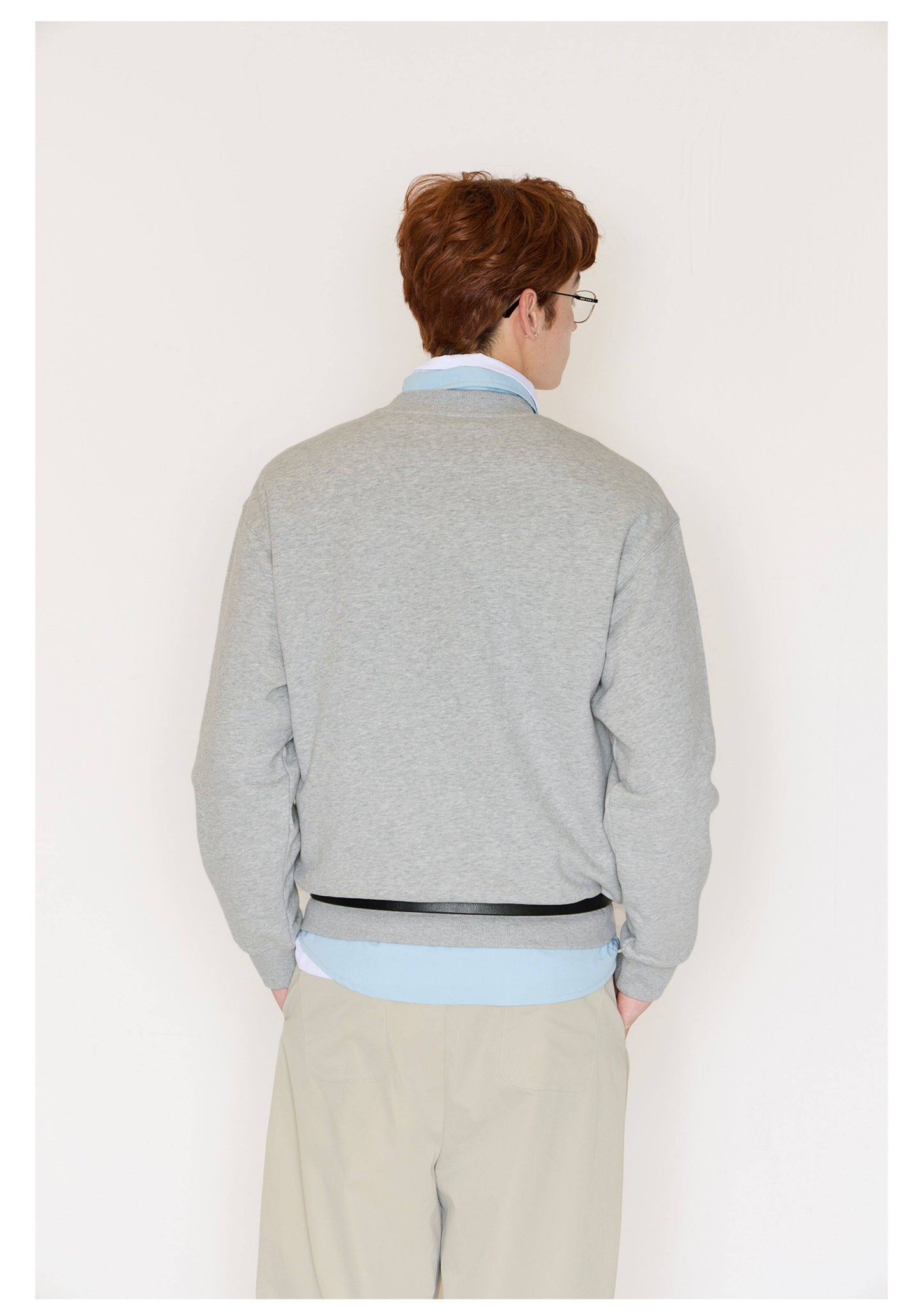 Letter Print Basic Sweatshirt - Gray