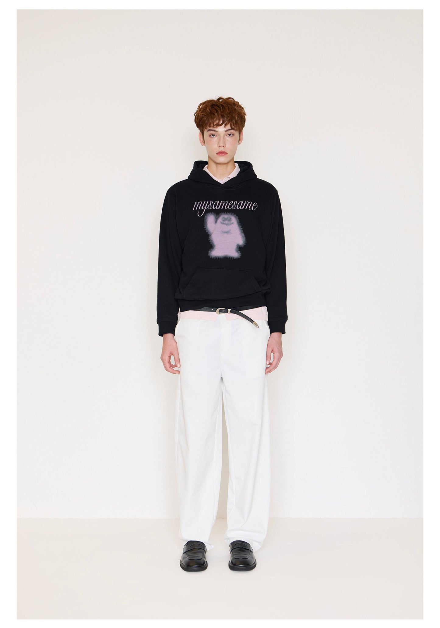 Logo Letter Monster Pattern Print Hoodies - Black