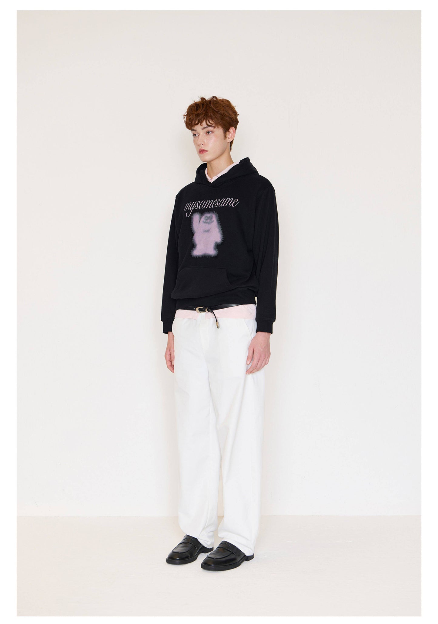 Logo Letter Monster Pattern Print Hoodies - Black