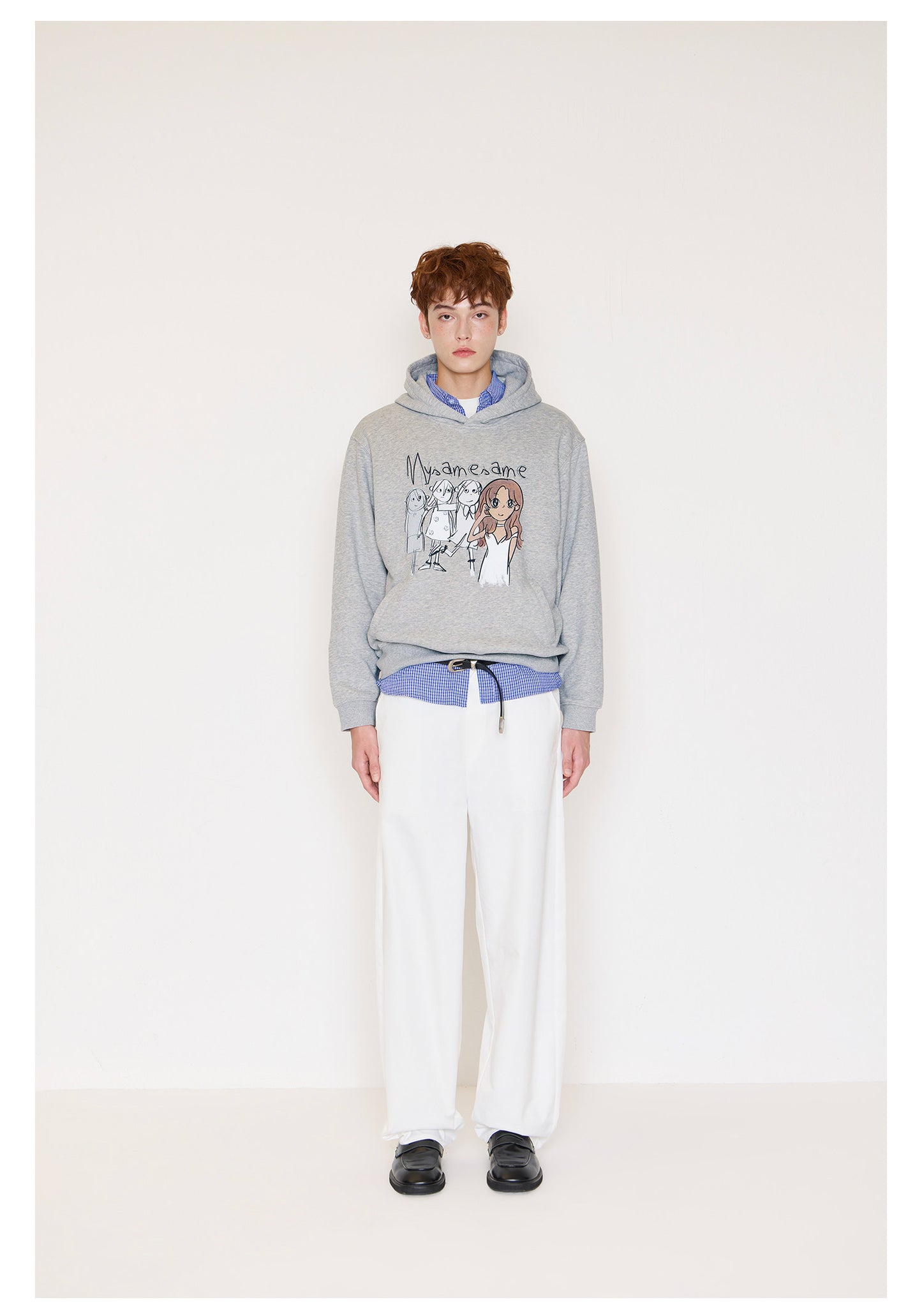 Graffiti Print Hoodies Men - Gray