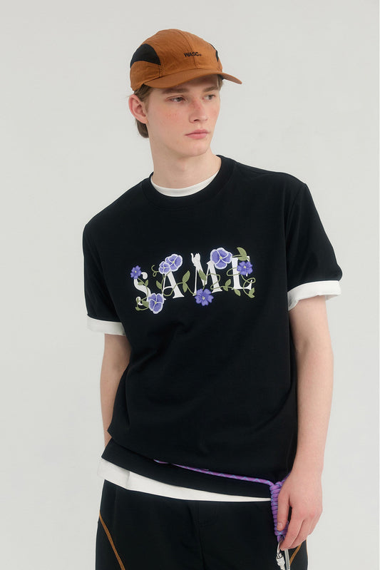 SAMESAME Flower Embroidery Tee - Black