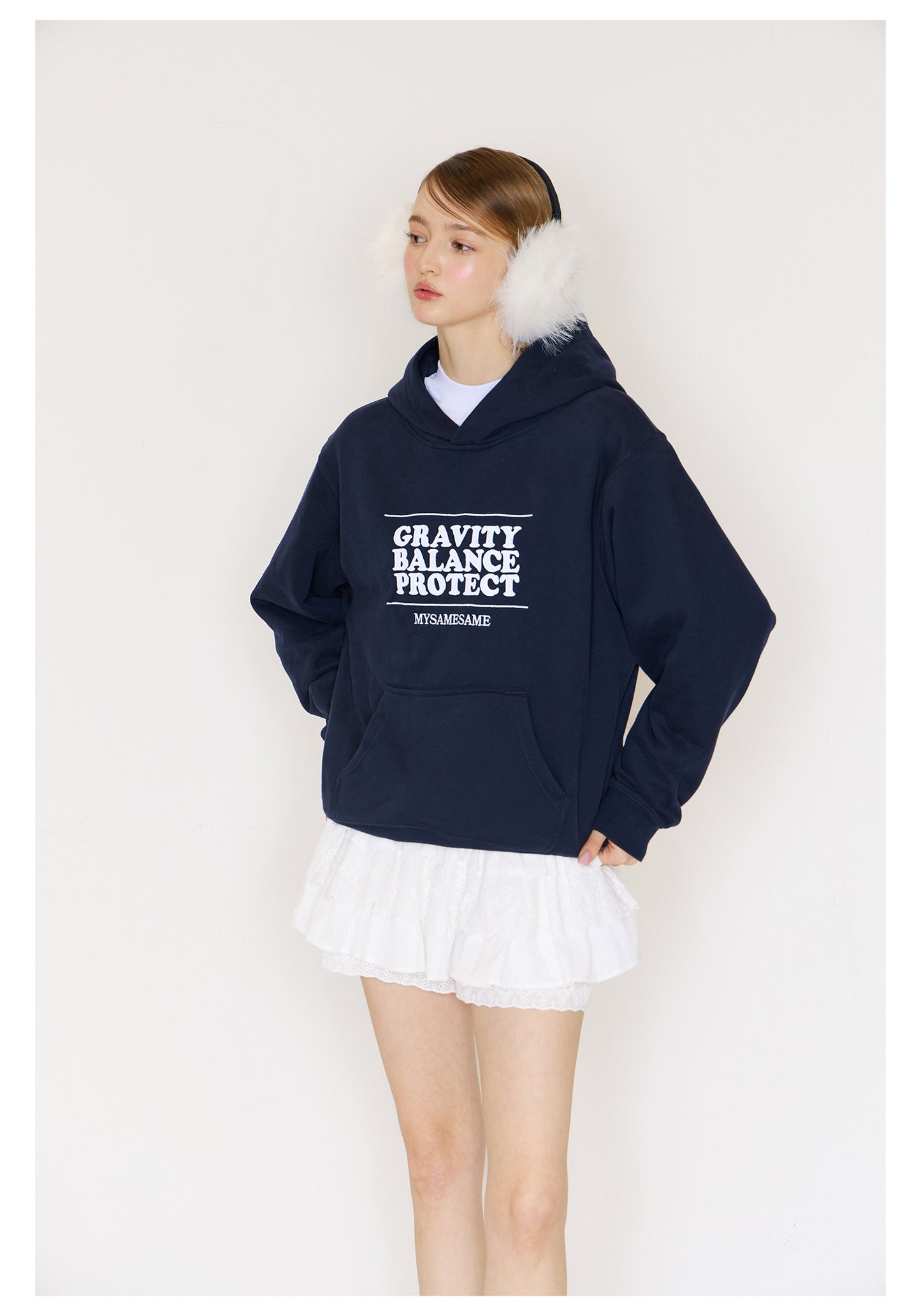 Embroidered Letters Hoodies - Navy