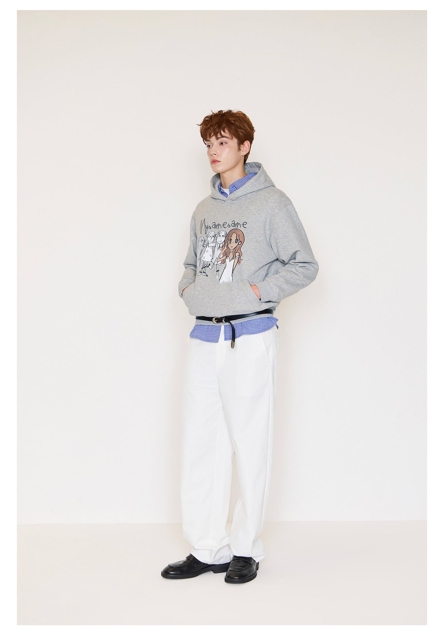 Graffiti Print Hoodies Men - Gray
