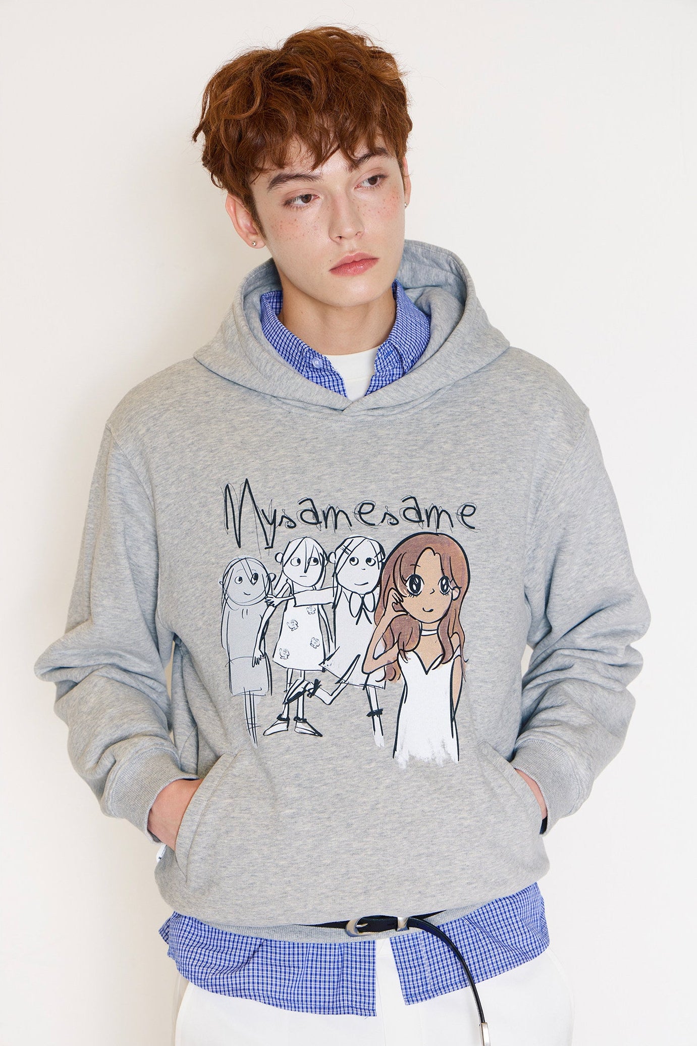 Graffiti Print Hoodies Men - Gray