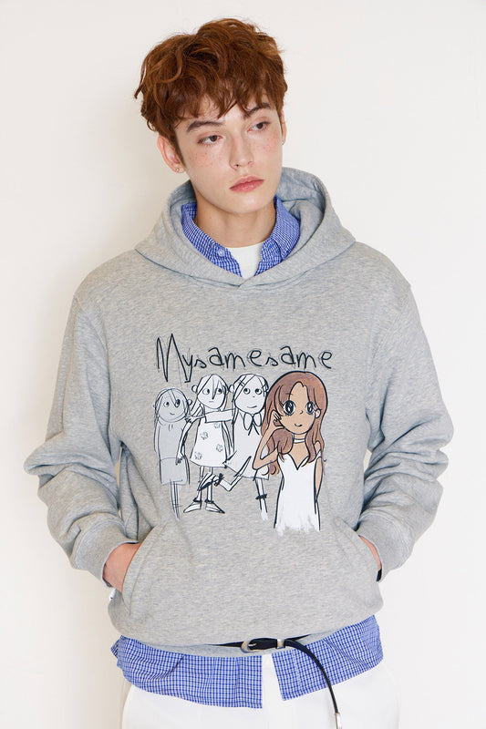 Graffiti Print Hoodies Men - Gray