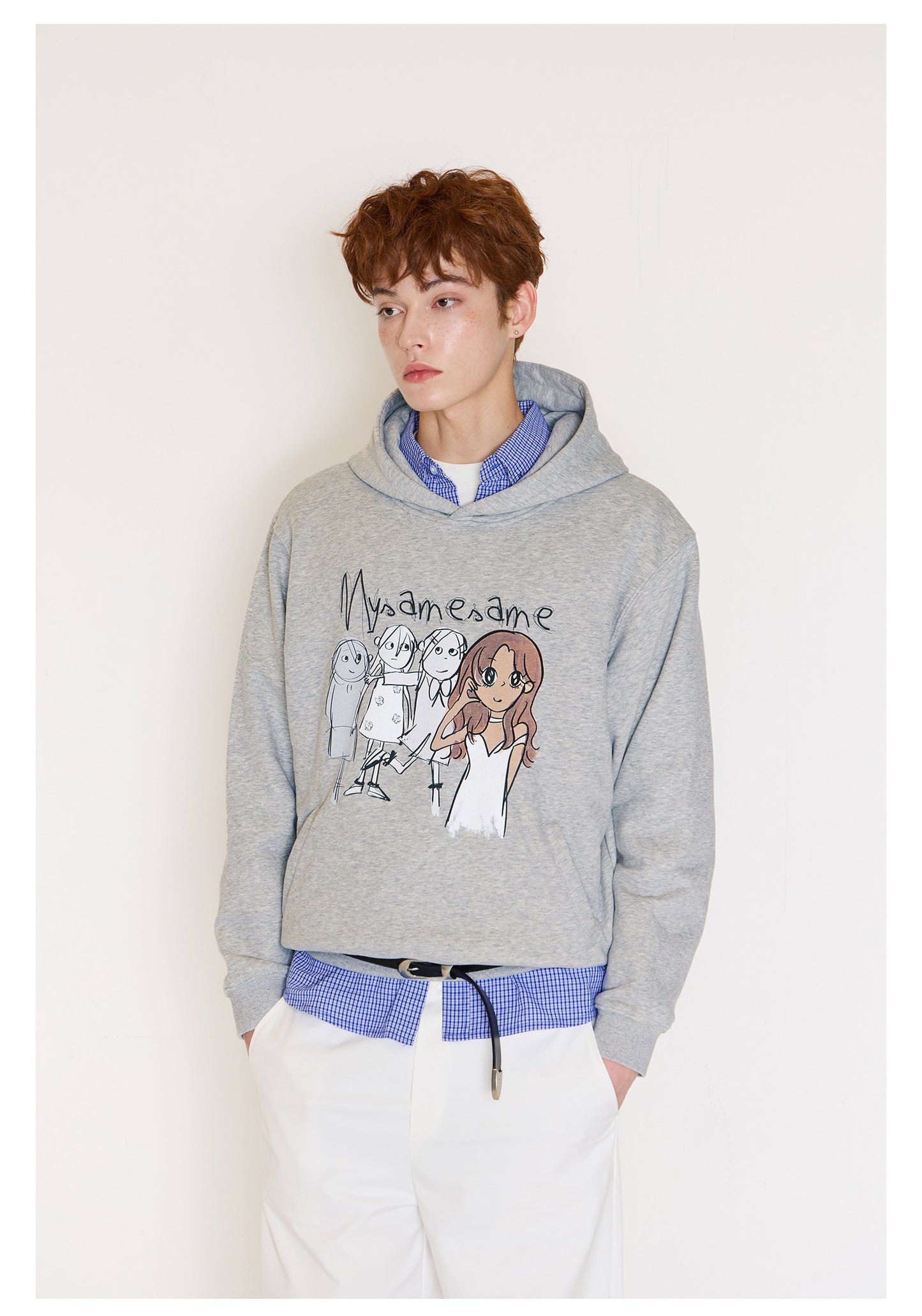 Graffiti Print Hoodies Men - Gray