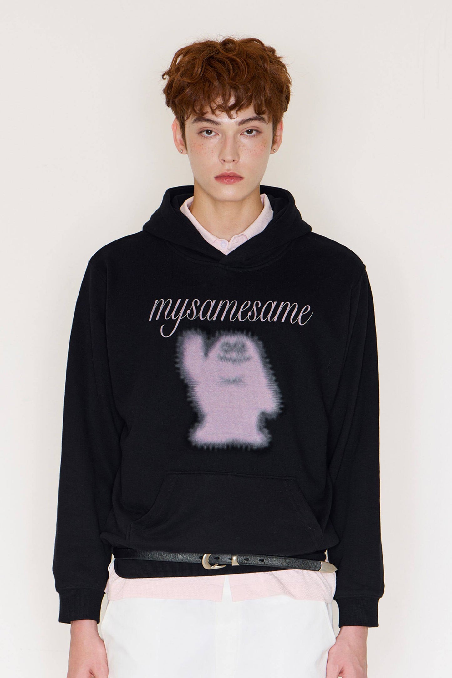 Logo Letter Monster Pattern Print Hoodies - Black