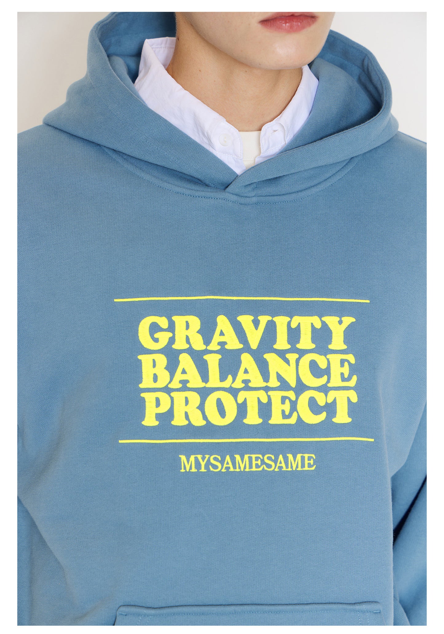 Embroidered Letters Hoodies - Blue